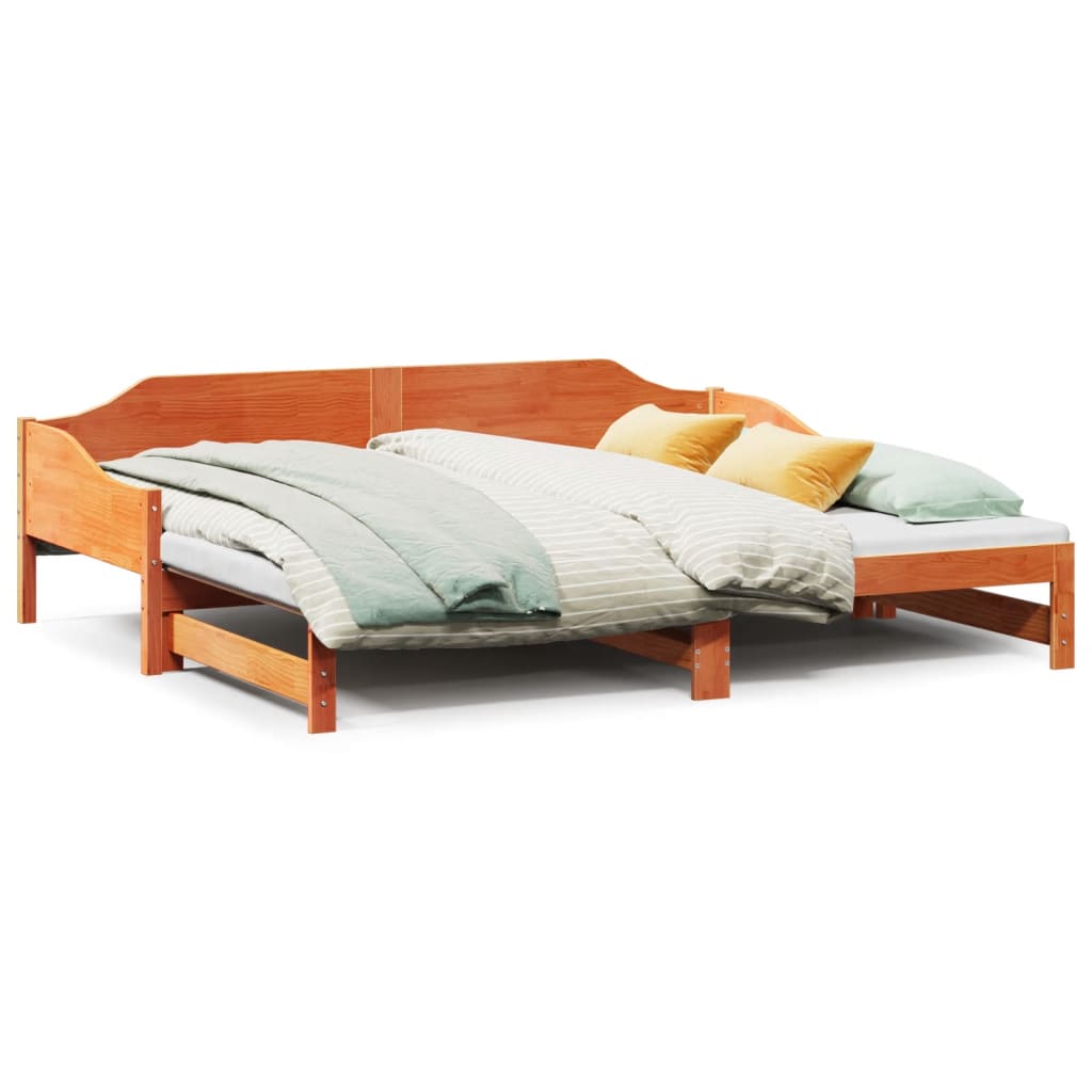 Łóżko Dzienne Rozsuwane Sofa Rama Łóżka Drewniana Brąz 90x190 cm
