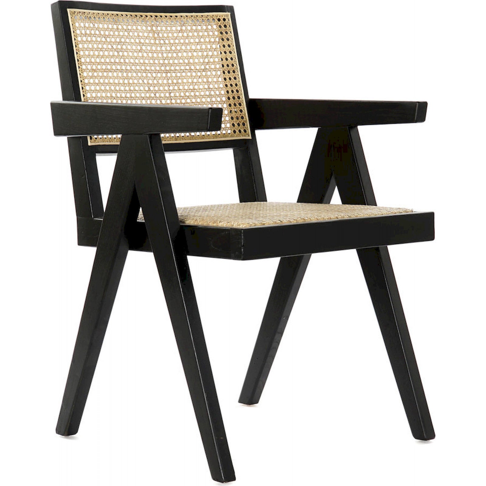 Chaise cuisine design élégance rotin noir et naturel 56,5 x 60 x 86 cm ...