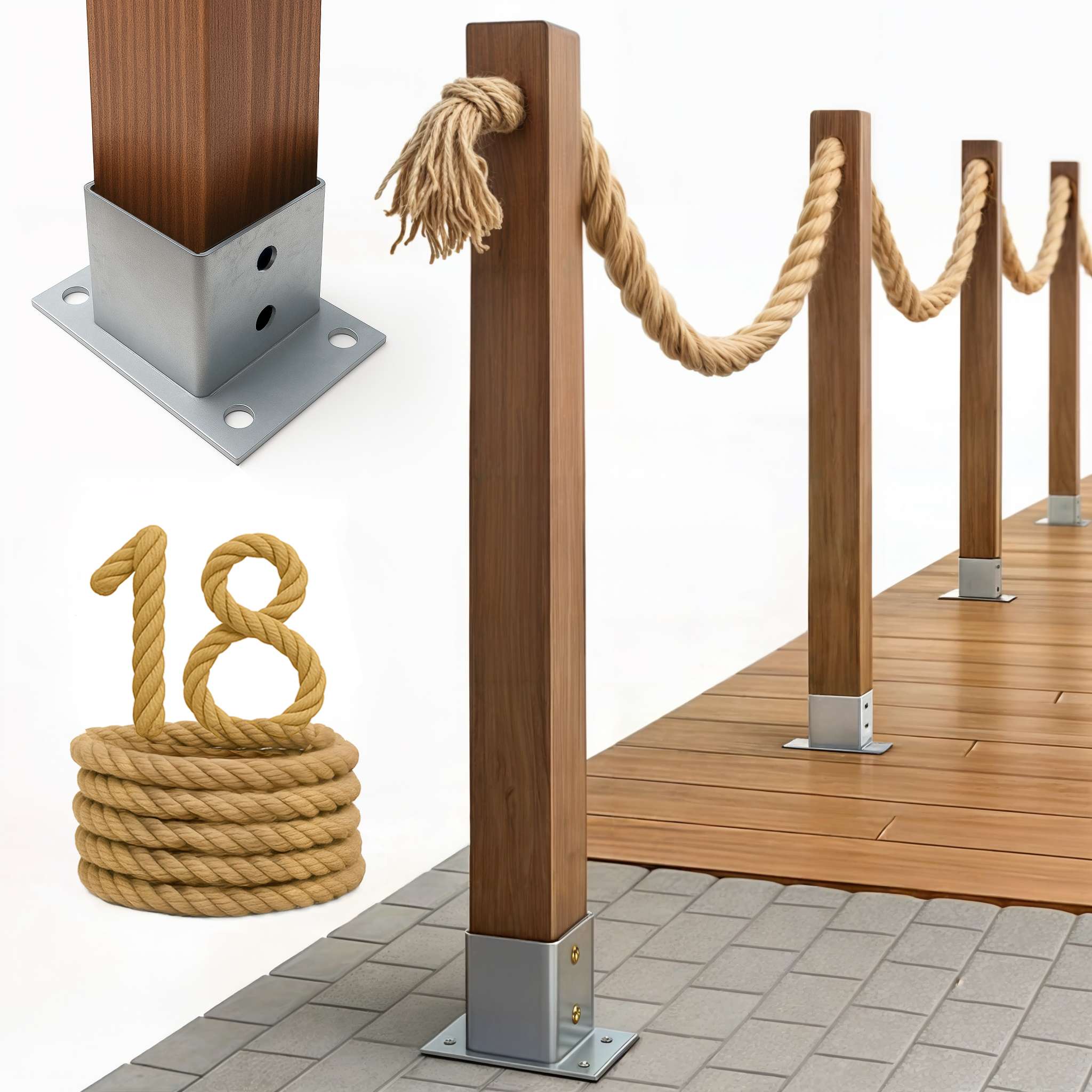 BOGATECO Clôture En Bois Avec Corde De Jute | Clôture Voile 18 M | 13