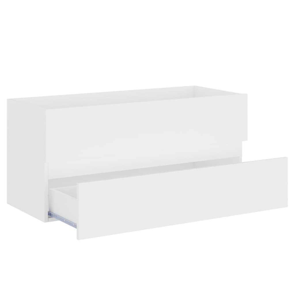 Meuble vasque en contreplaqué blanc 100x38,5x45 cm - COMFORTXL - 4