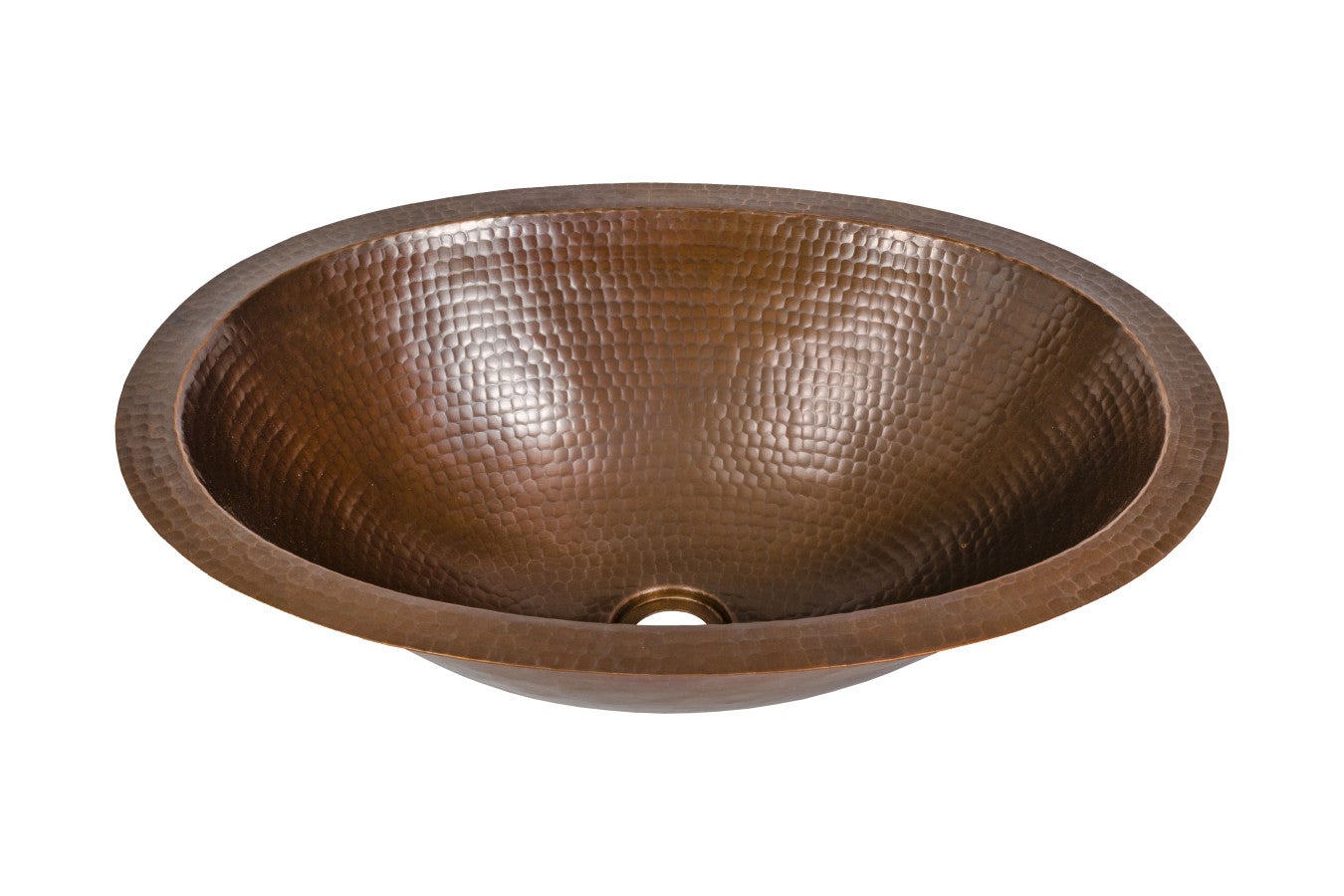 Miedziana umywalka wpuszczana w blat z Meksyku Mayte – Owalna umywalka łazienkowa z ręcznie kutej miedzi 48x36x15 cm | Umywalka wpuszczana w blat