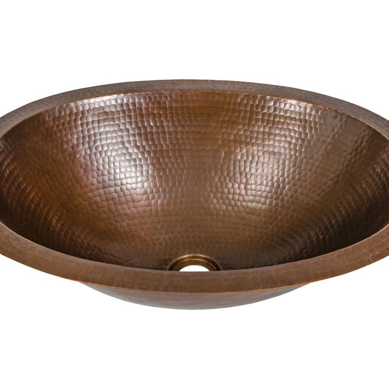 Miedziana umywalka wpuszczana w blat z Meksyku Mayte – Owalna umywalka łazienkowa z ręcznie kutej miedzi 48x36x15 cm | Umywalka wpuszczana w blat