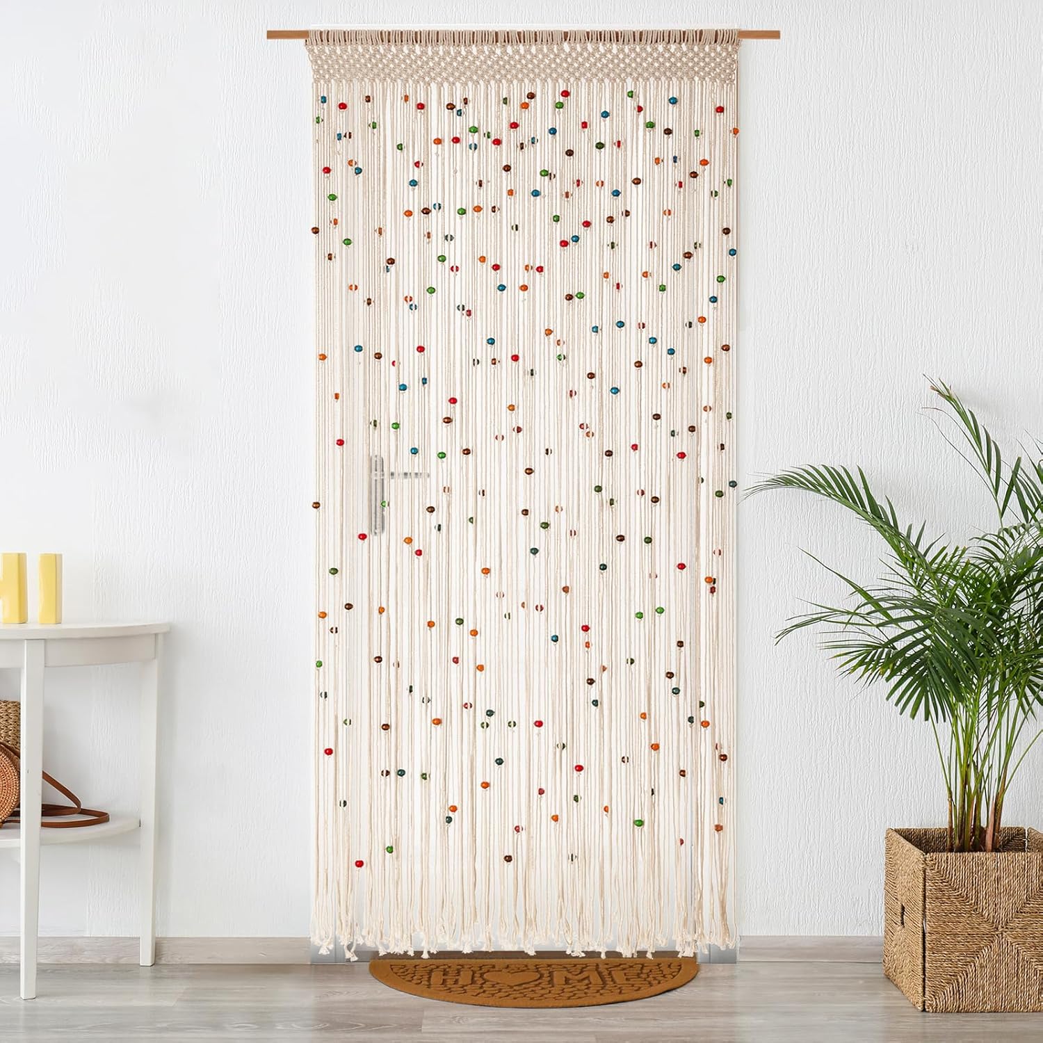 Rideau de Perles en macramé Fait à la Main en Coton pour Porte, fenêtre, séparateur de pièce, Placard 200x 88 cm - 2