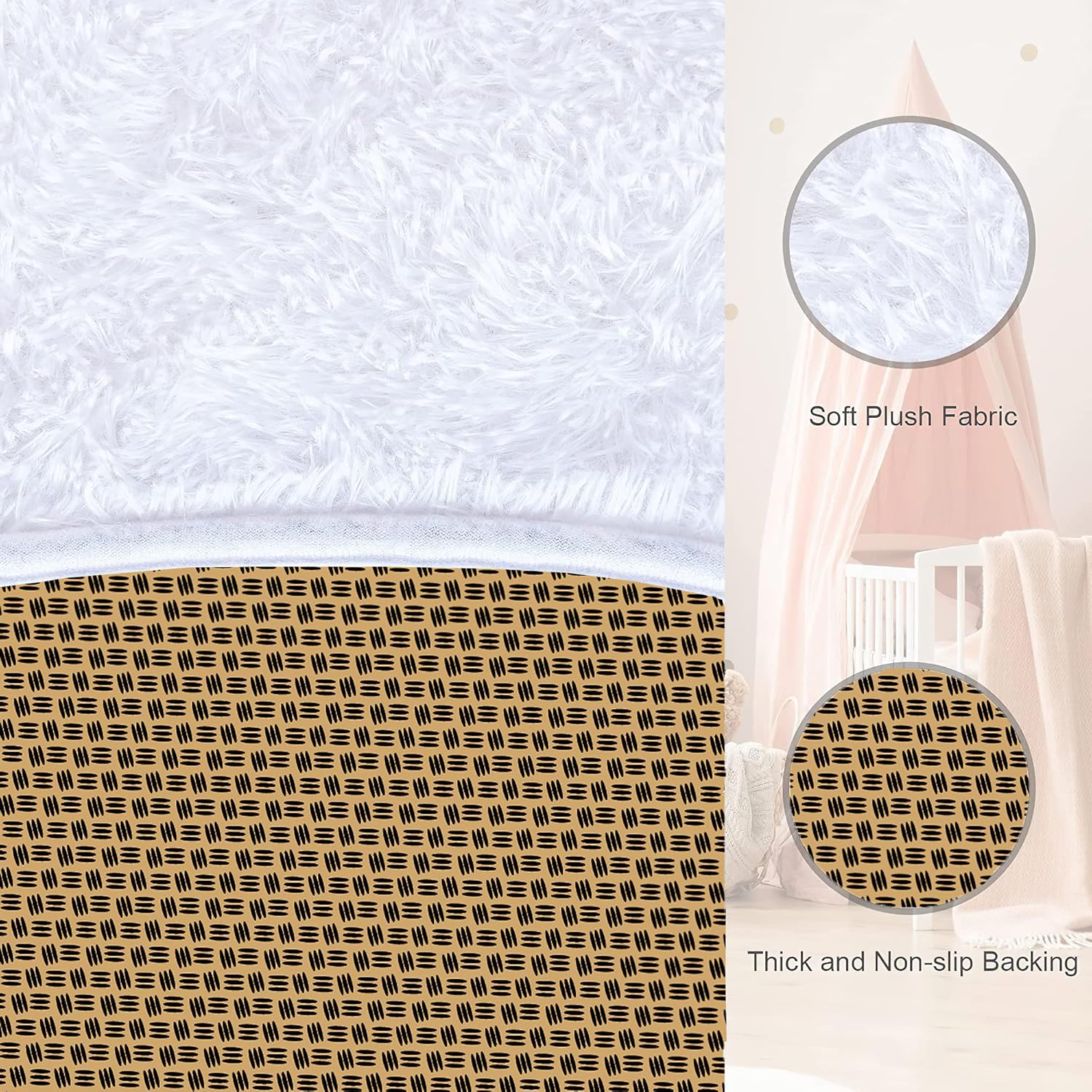 Lifup Tapis Rond Shaggy Damier, Tapis De Salon à Poils Longs à Carreaux, Antidérapant, Lavable, Doux Et Moelleux Pour Chambre Dortoir Cuisine Vert Et Blanc 2 80 X 80 Cm