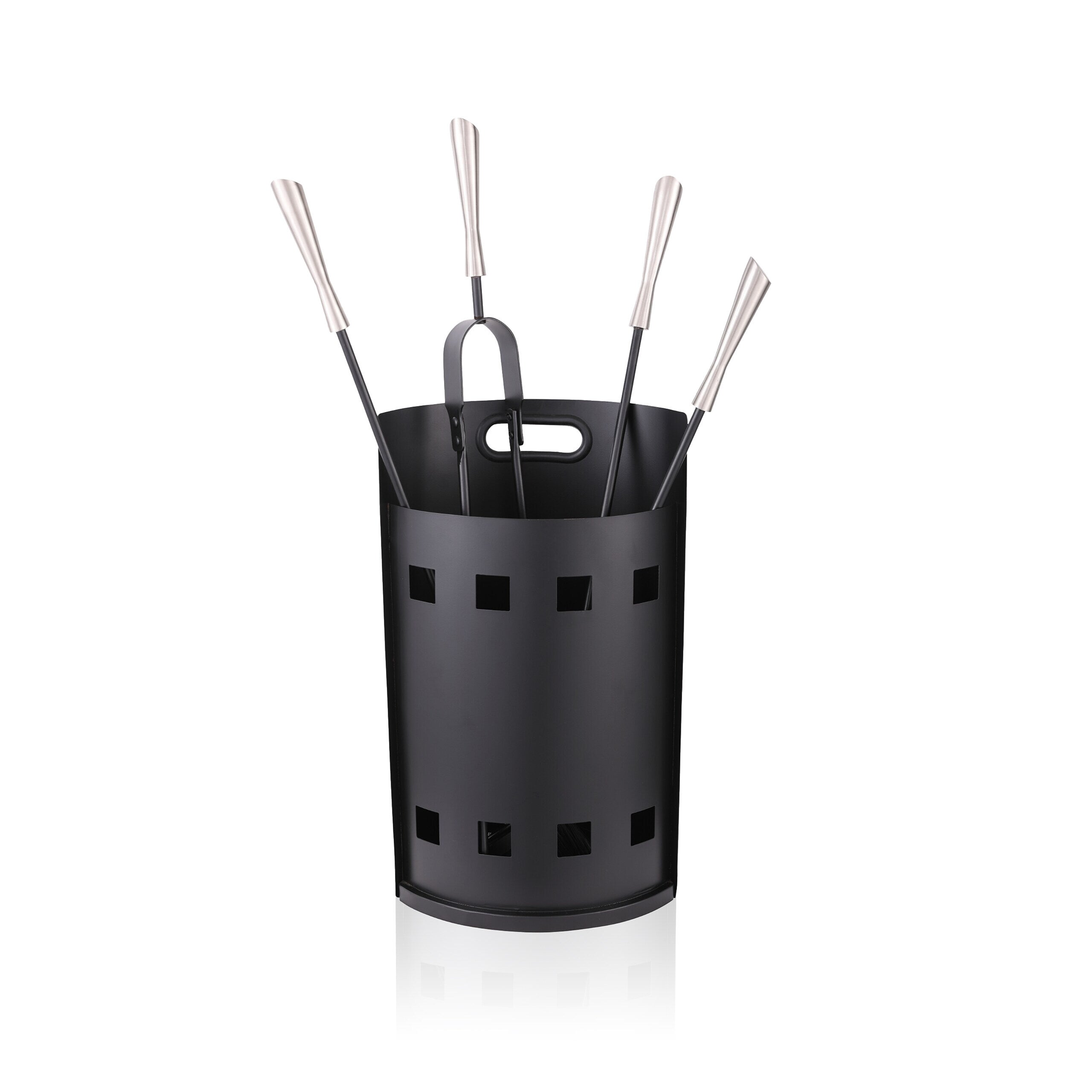 Relaxdays Ensemble d'outils pour cheminée, 5 pièces, tisonnier, pelle à
