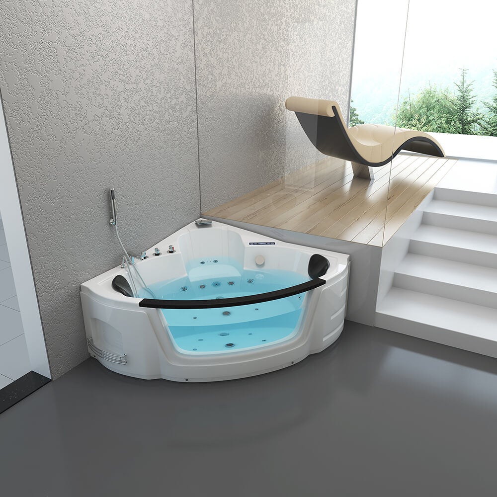 Baignoire Balnéo Luxe D'angle 179x85cm - Avec LED, Ozone, Chauffage, Jets - Neuve
