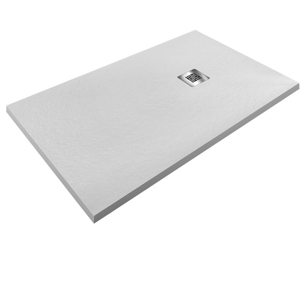 Receveur de Douche en Résine Antidérapant | Bonde d’Évacuation et Grille | Texture Pierre | Couleur Gris 7753 | 130x75 cm - 2
