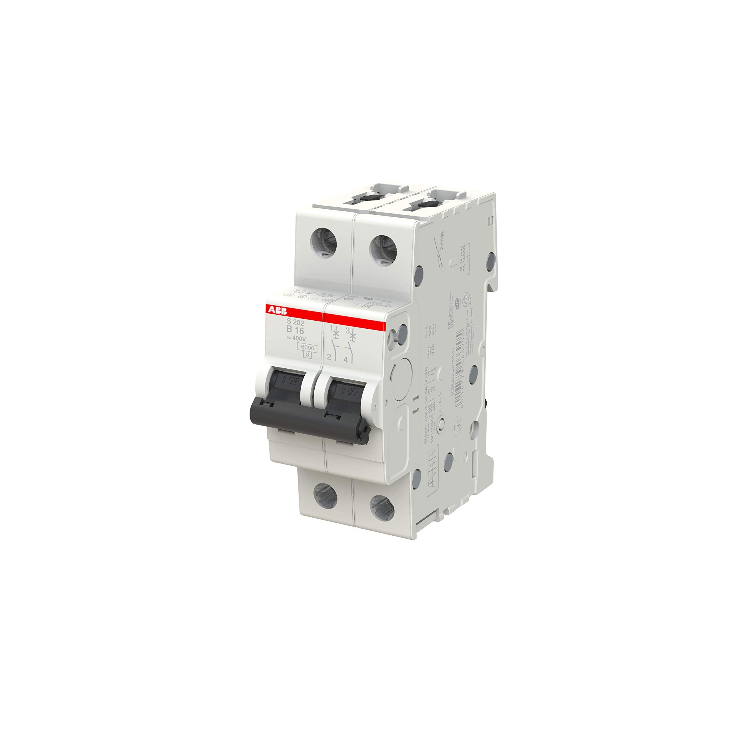 Lot De 2 Disjoncteurs ABB 16A Courbe C 230V - Occasion Bon état - Réf SN201L