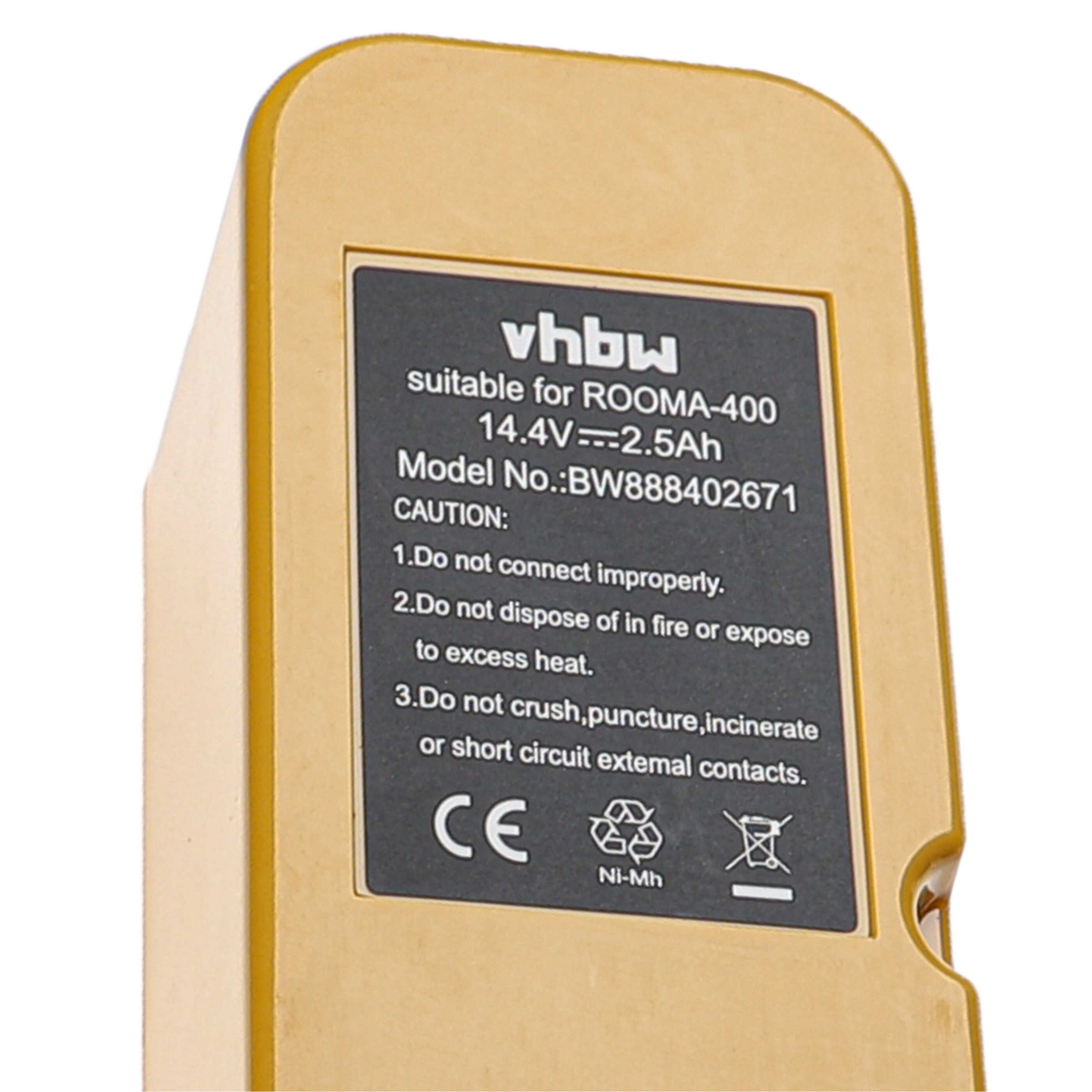 vhbw Batterie compatible avec iRobot Roomba Intelligent Robotic M-288, M-288A robot électroménager, jaune (2500mAh, 14,4V, NiMH) - 4