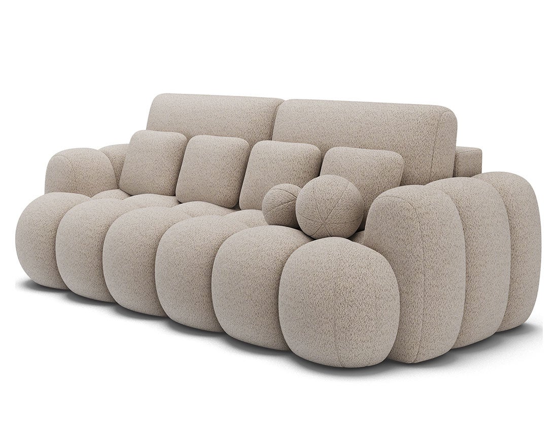 Canapé droit convertible 3 places avec coffre en tissu bouclette beige - DORIAN - Best Mobilier - 8