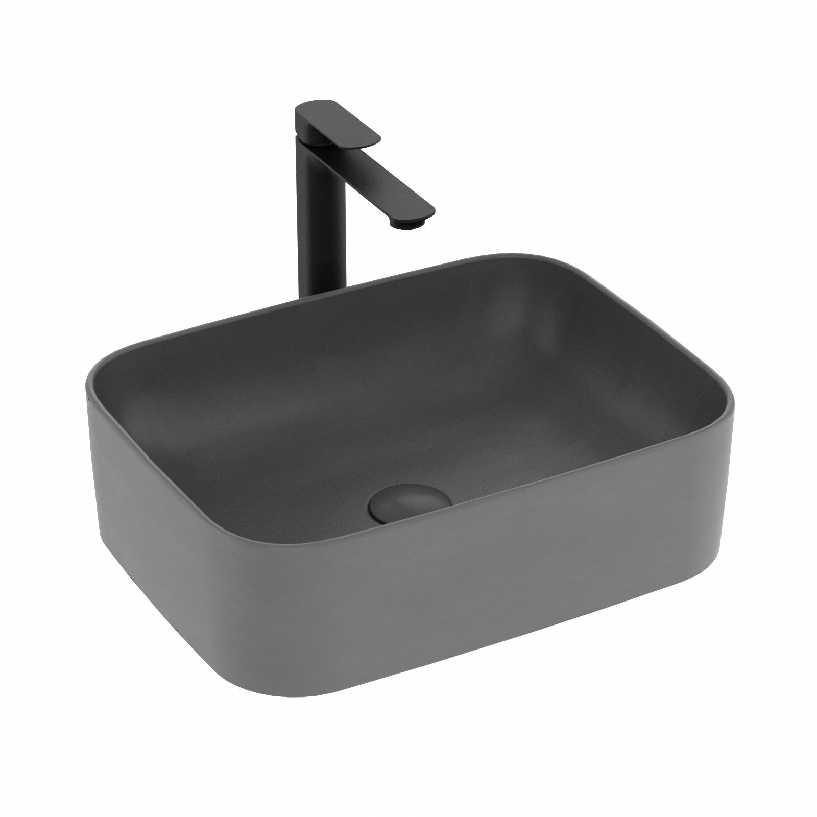 EMKE Umywalka nablatowa 50.5×38×15 cm, Prostokątna Umywalka ceramiczna łazienkowa, Matowy Ciemnoszary