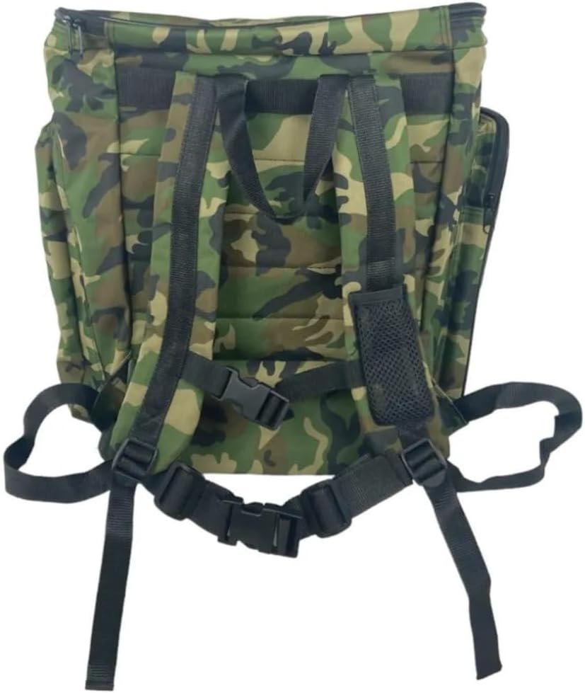 Zaino Portafunghi per Raccolta Funghi Professionale, ACQUAVERDE, Verde Mimetico, Imbottito Anti-urto con 3 Tasche, Cesta in Vimini - cm. 41x35x43 - 5