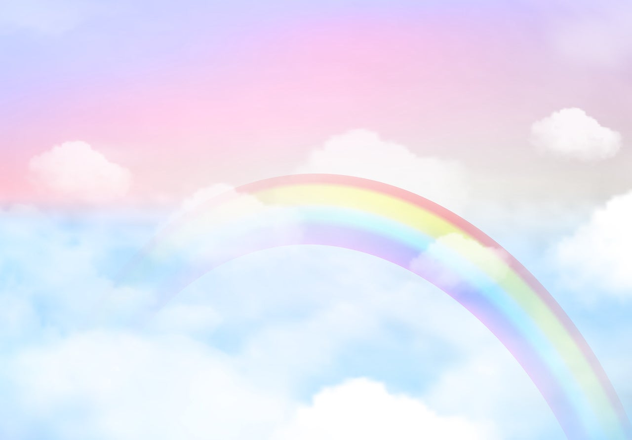 Papier Peint Enfant Arc-en-ciel Nuages Intissé Panoramique 200x140 cm