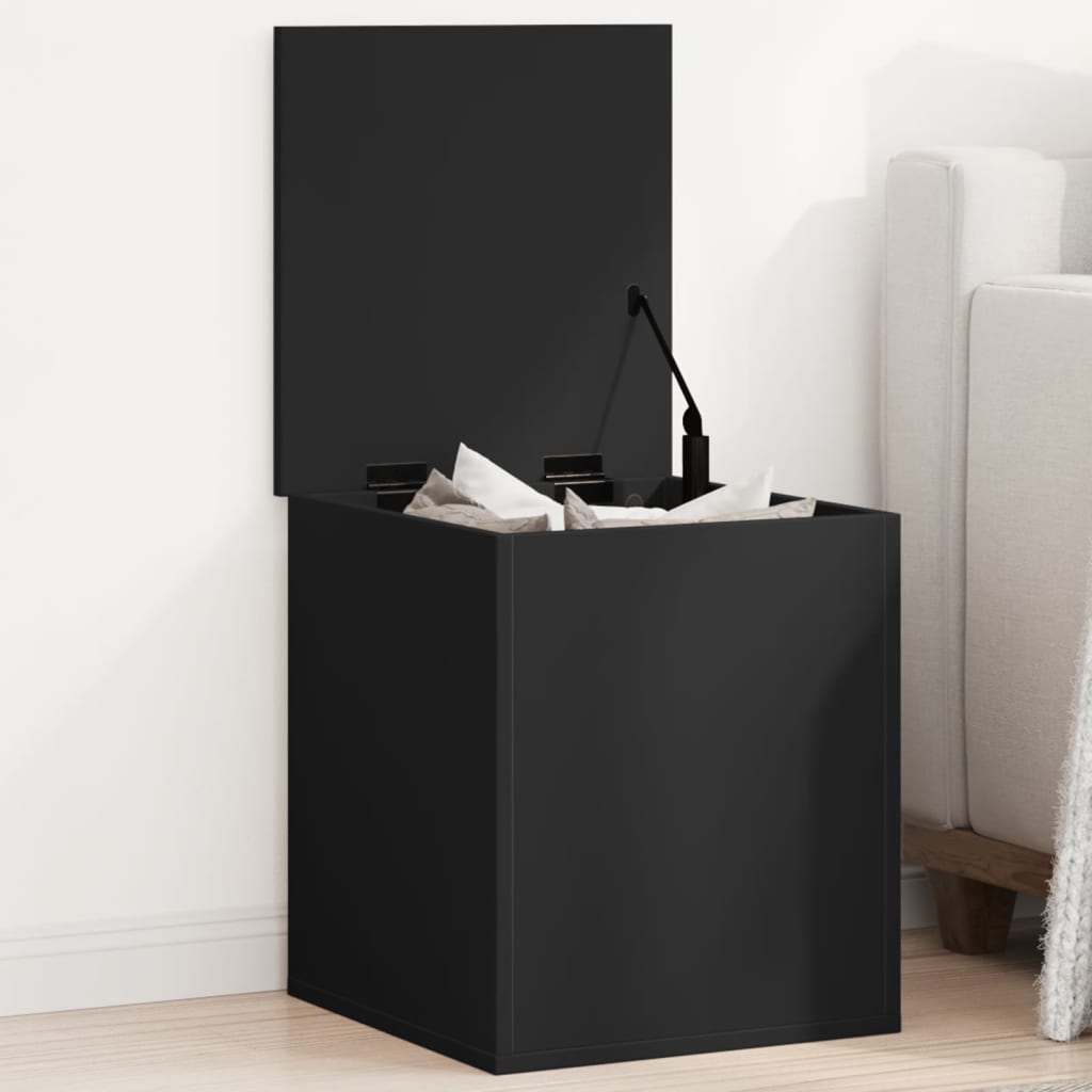 Caja de almacenamiento negra 40x42x46 cm de madera contrachapada