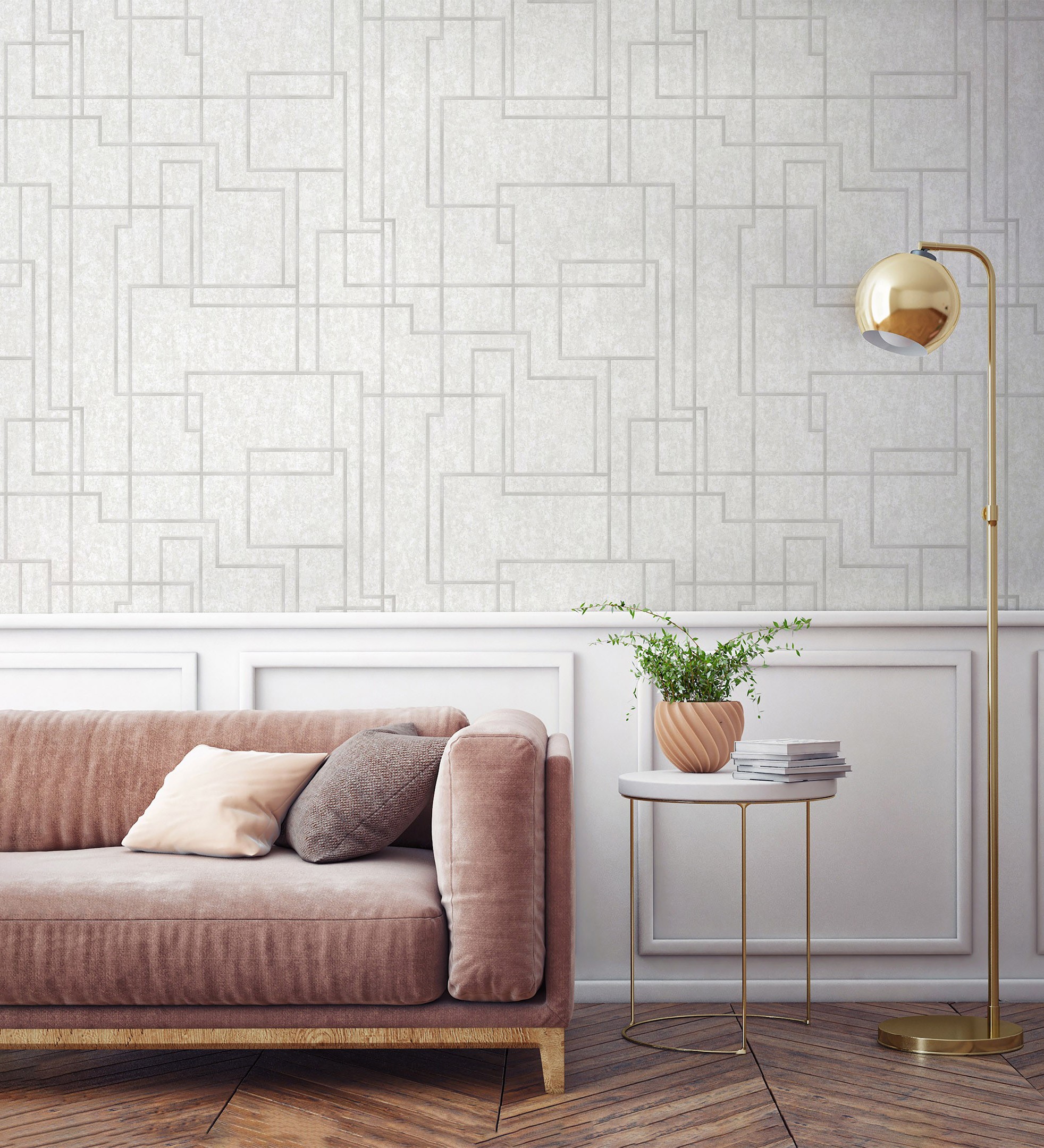 Muestra din a4 de papel pintado vinílico lavable moderno de líneas geométricas con relieve - allure lines 681630 de gaulan