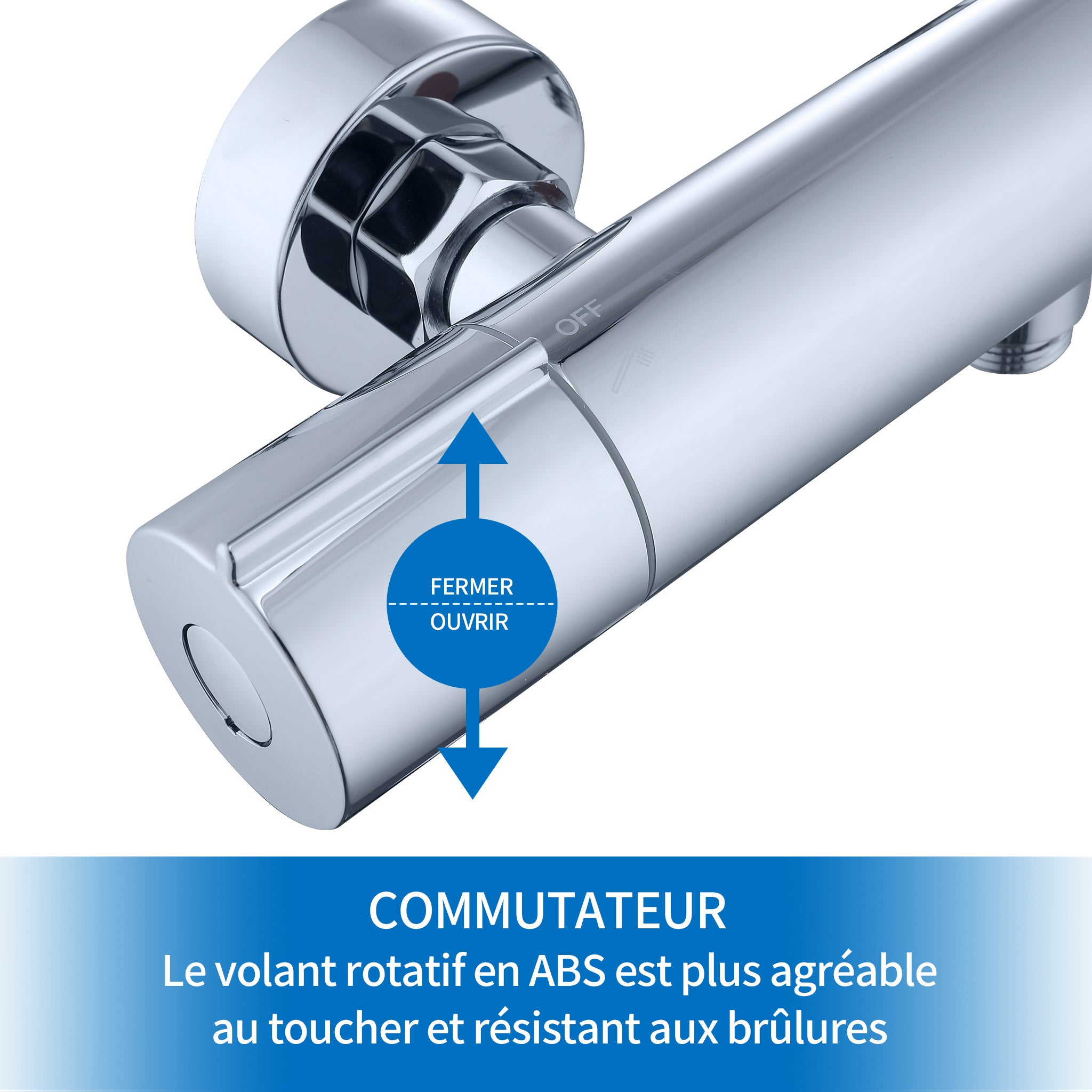 Mitigeur Thermostatique de Douche Mitigeur Douche Mural en Laiton pour Colonne de Douche Robinet de Baignoire Chromé - 4