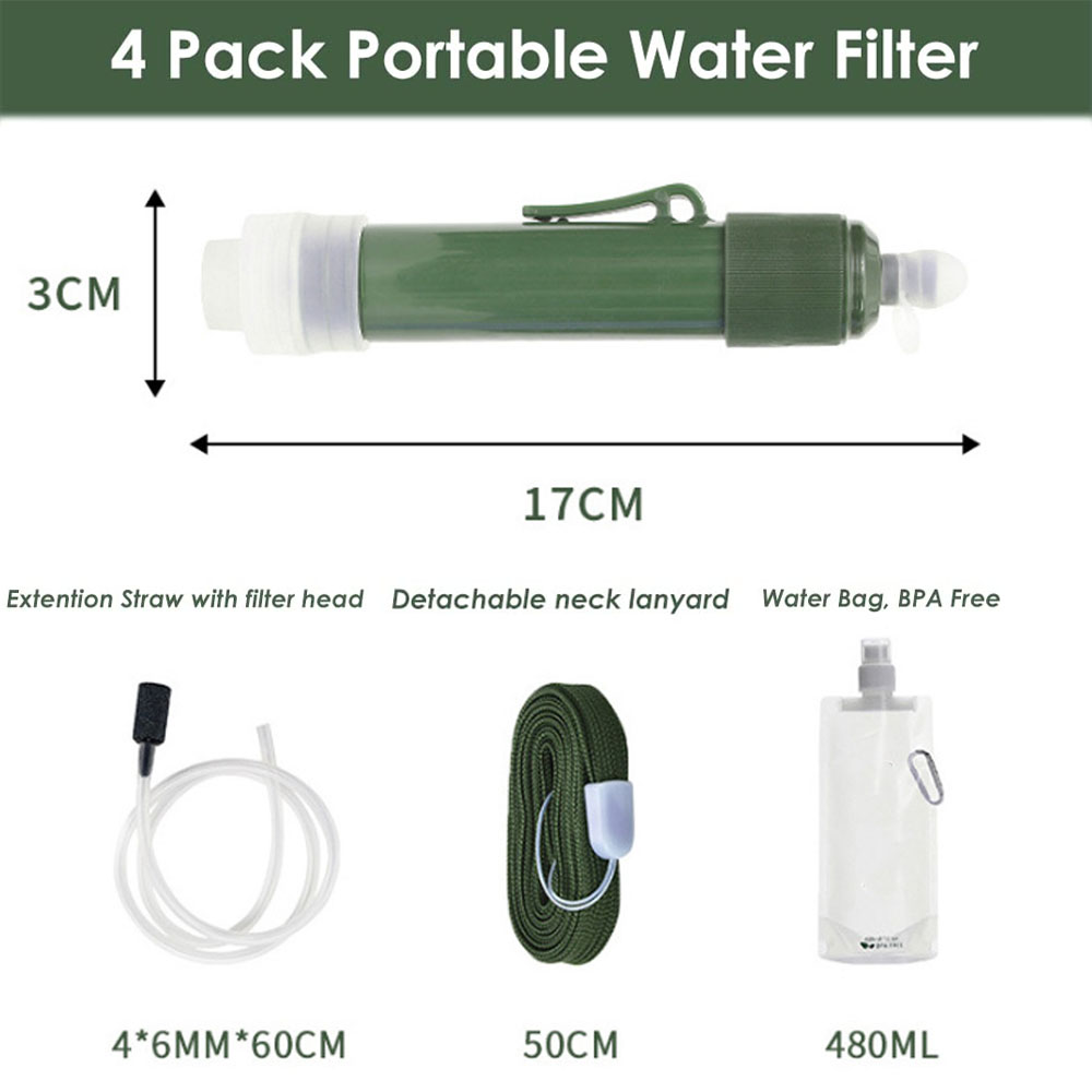 Filtro per acqua di sopravvivenza da 4000 litri - Filtro per acqua di sopravvivenza per campeggio e attività all'aperto - Cannuccia con filtro persona - 4