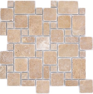 Échantillon Travertin Pierre Naturelle Mosaïque Carrelage Mercado Hexagone Rouge