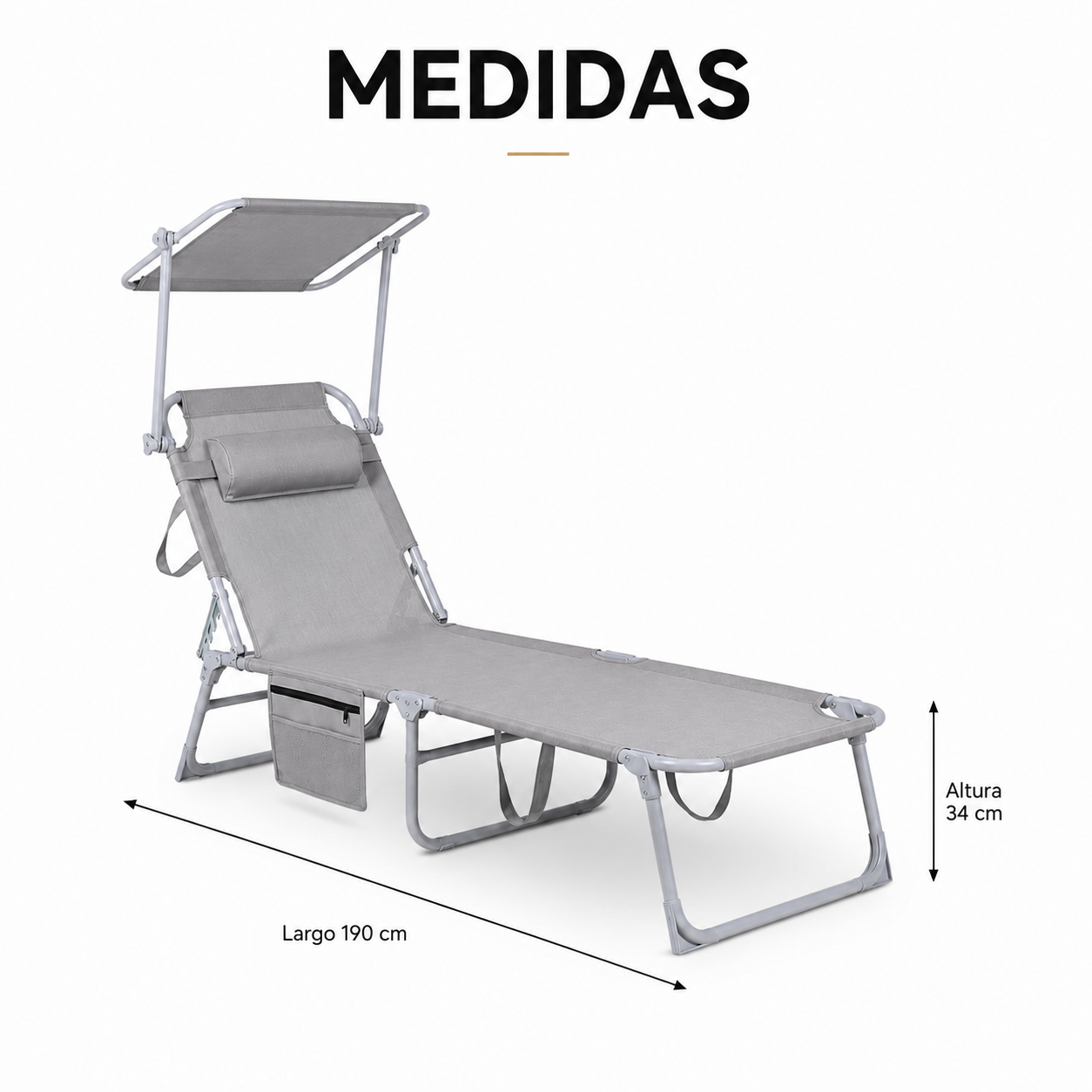 Pack 2 Espreguiçadeiras Dobráveis com Guarda-sol Ajustável para Jardim e Praia - 6