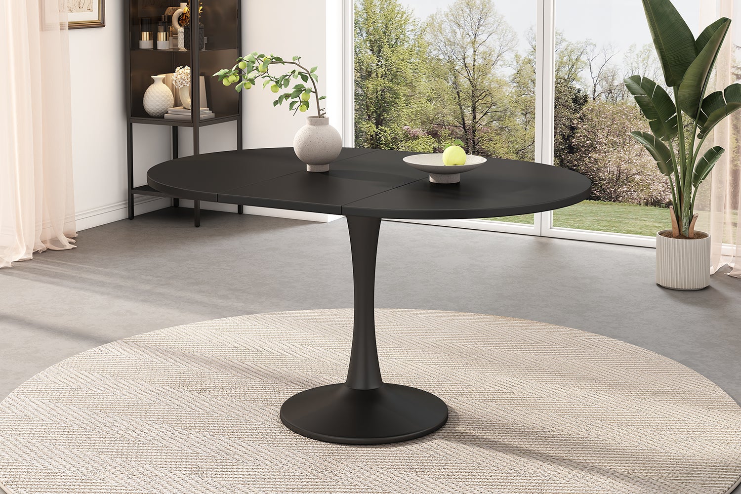 Table à manger ovale extensible 4 à 6 couverts - 100 x 140 x 75 cm - MDF - Noir - 3