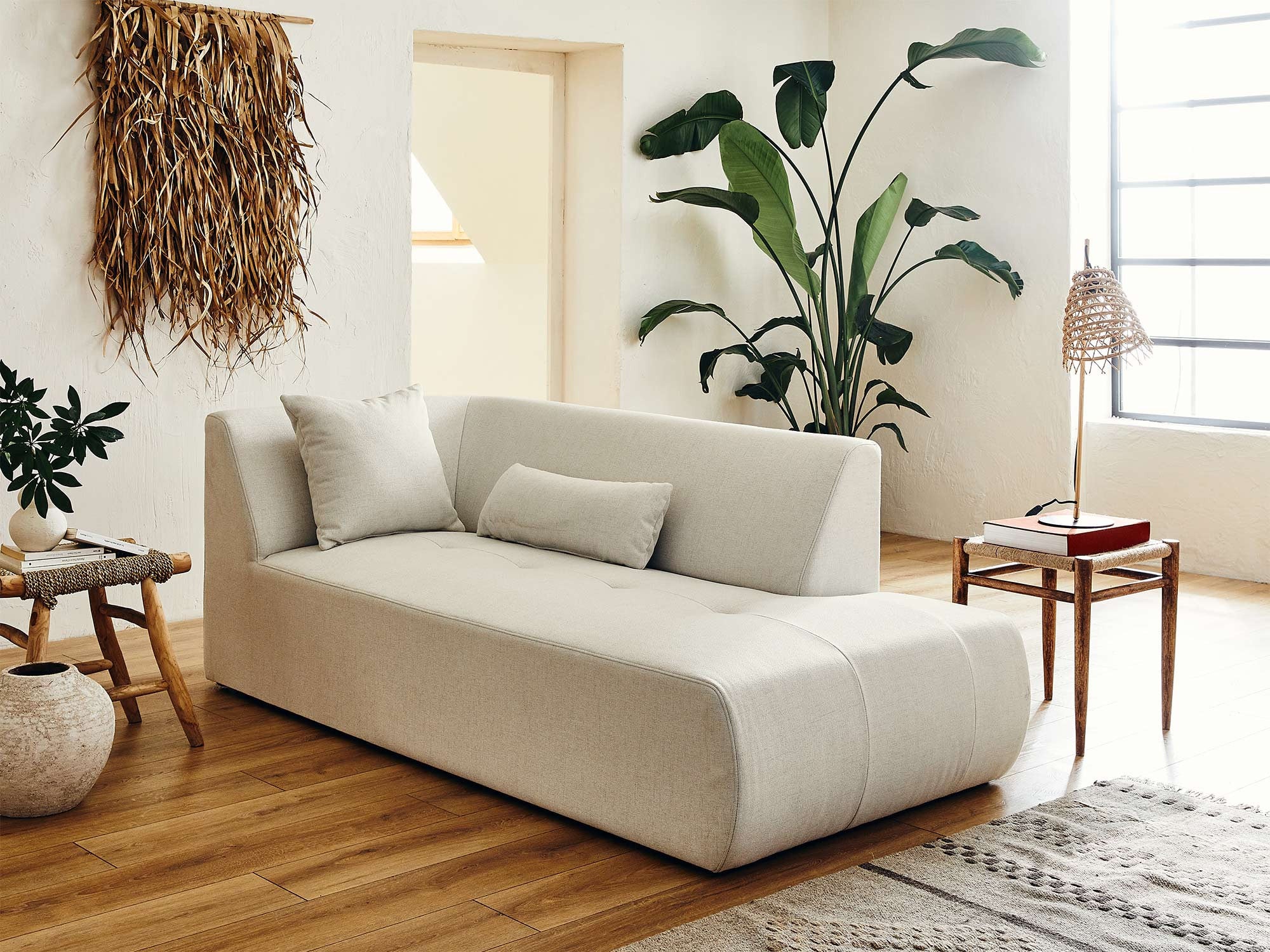 Canapé modulable 5 places angle droit en tissu beige - ONYX - Best Mobilier - 6