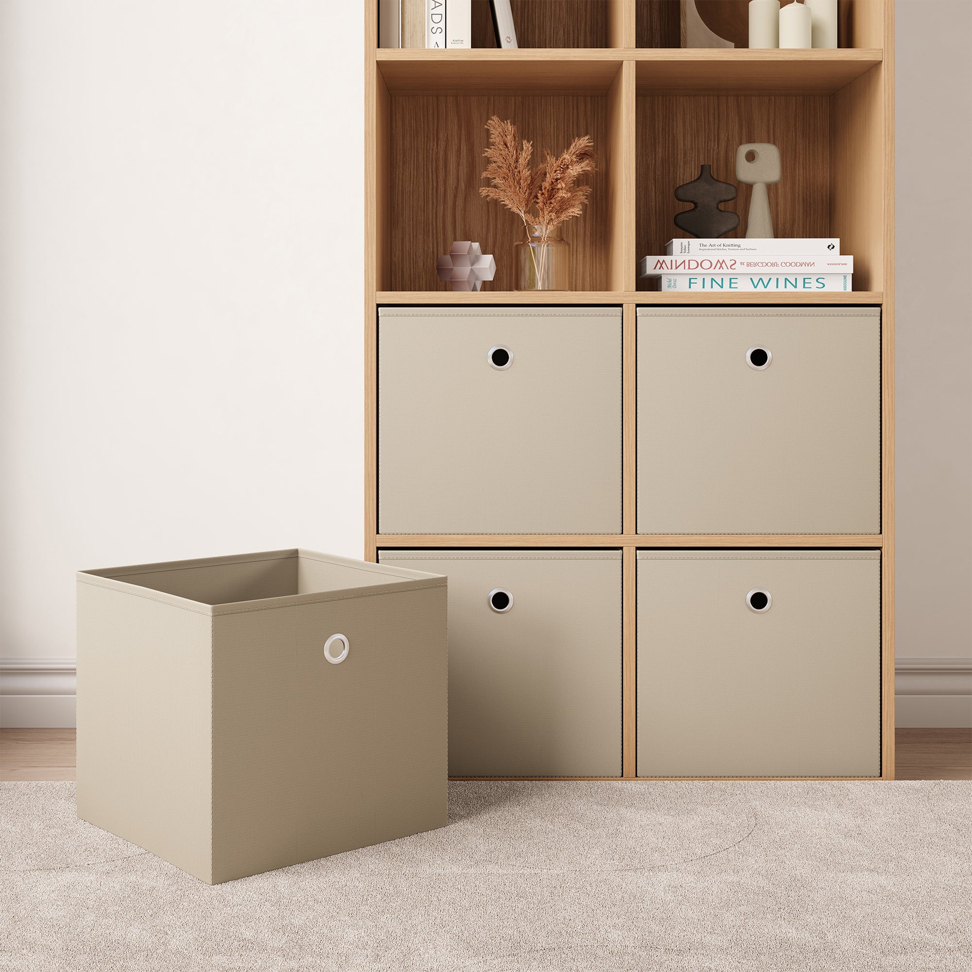 Set de 10 Boîtes de Rangement Textile Non Tissé 28 x 30 x 30 cm Beige [en.casa] - 4