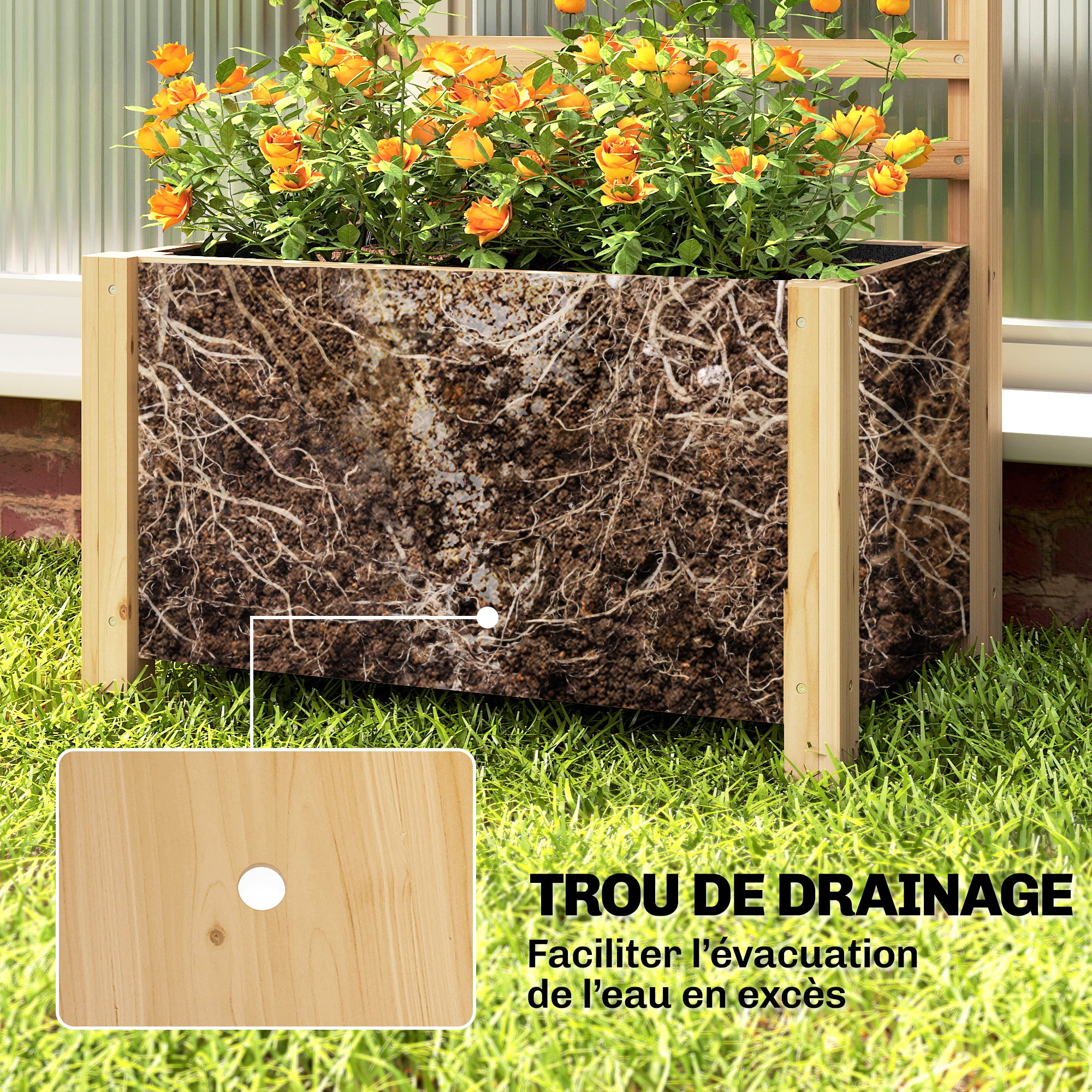 Jardinière avec treillis bois de sapin Outsunny - 6