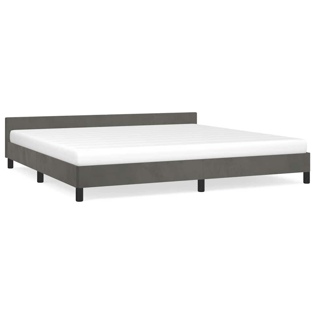 Cadre de lit sans matelas gris foncé 200x200 cm velours - 2