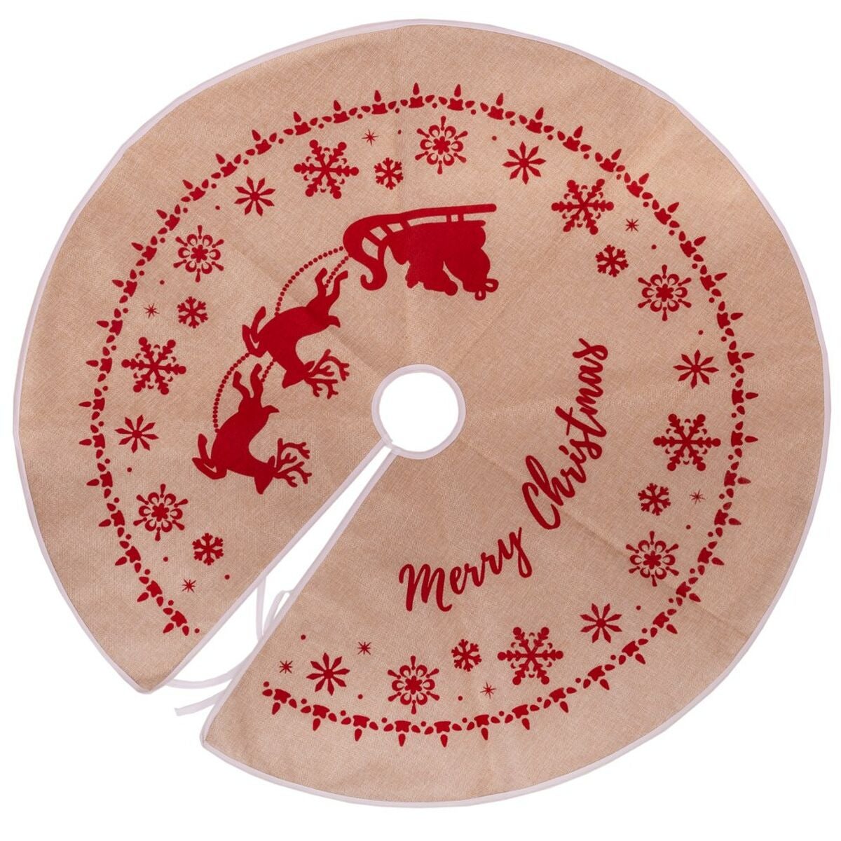 Jupe De Sapin Noël Kim Seybert – Lin Rouge Brodé, Perles Et Pétoncles – Multico
