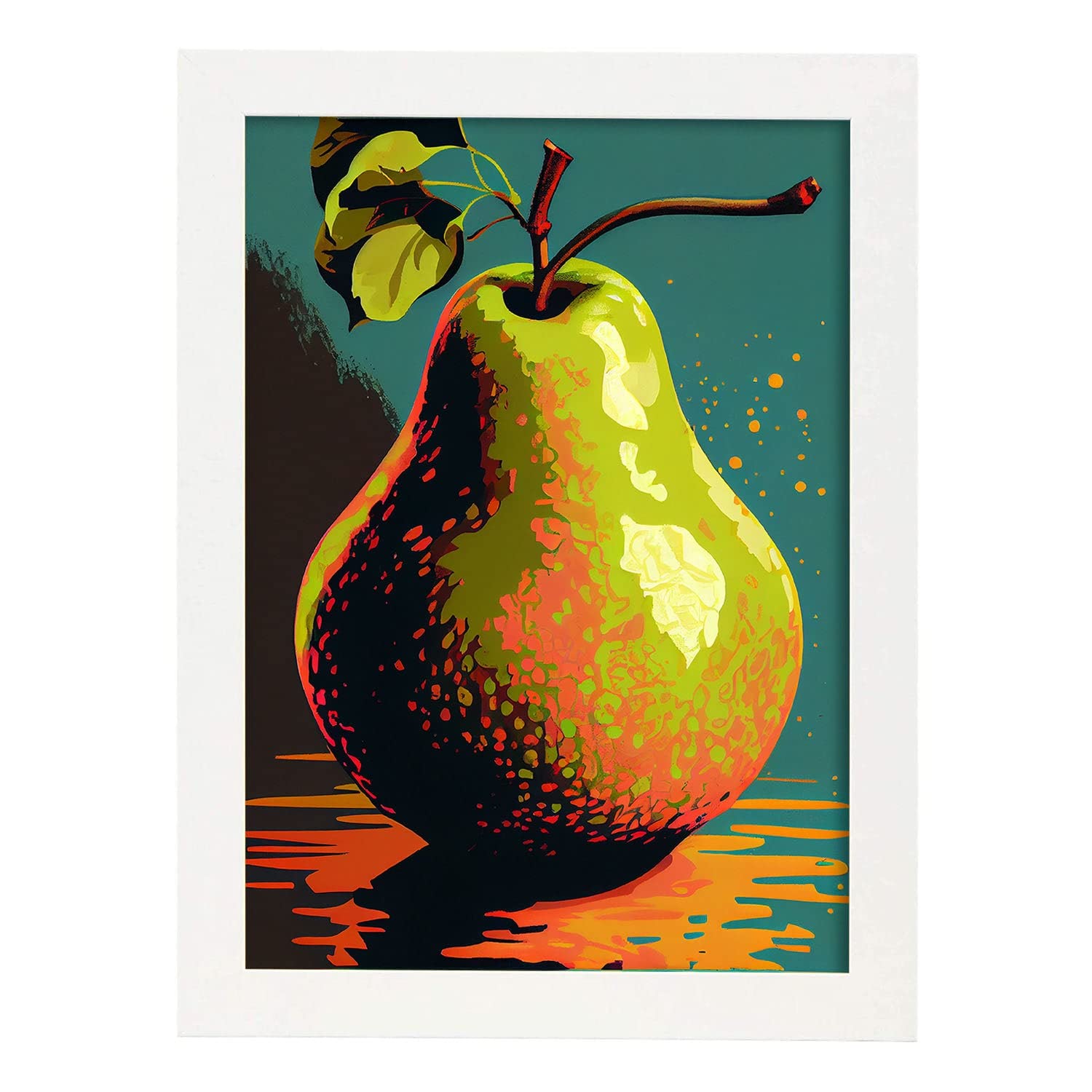 Nacnic poster de pera a todo color ilustraciones de frutas verduras y comida sana en estilo arte urbano diseño moderno y model 2 a3 con marcos blancos