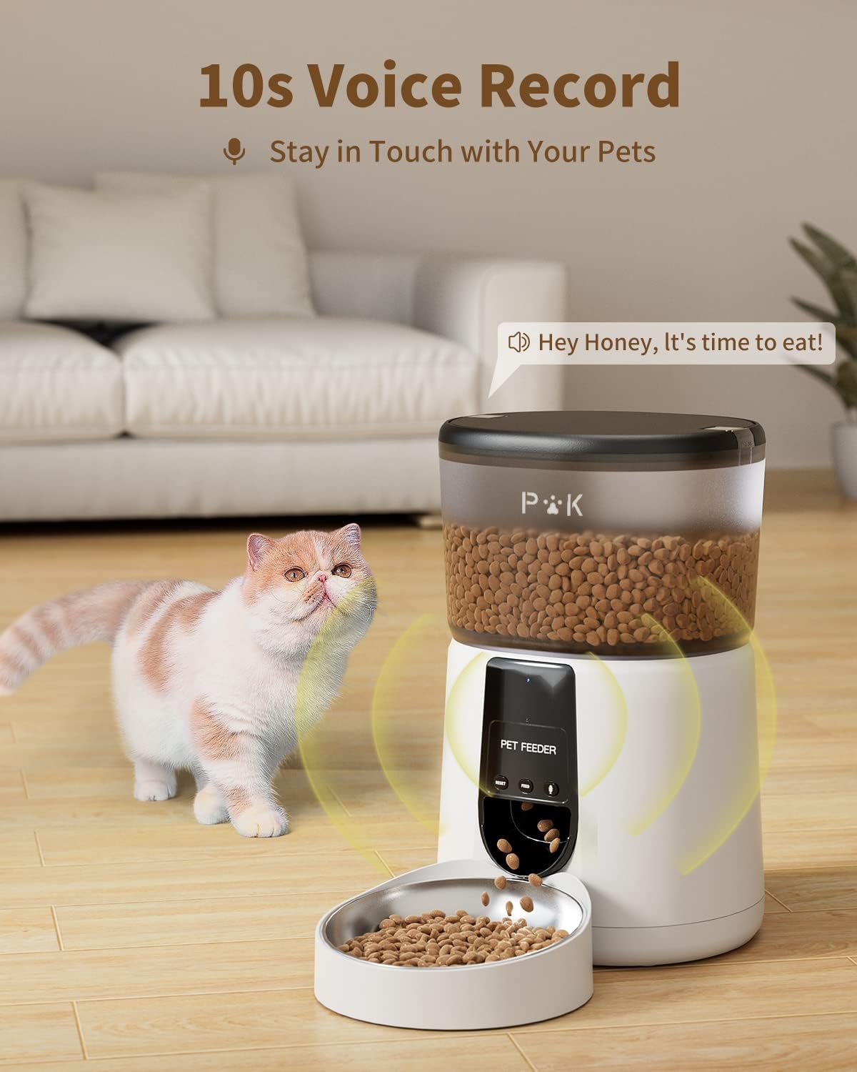 Distributeur Croquettes Chat Automatique,2.4G WiFi 4L Distributeur Croquettes Chat&Chien,Connecté App,Enregistrement Vocal 10S,1-10 Repas /Jour - 2