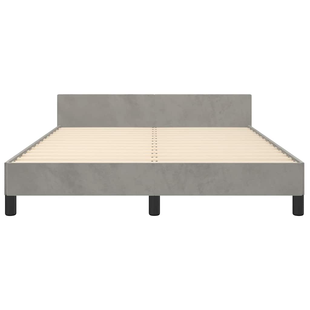 Cadre de lit sans matelas en velours gris clair pour la chambre, 140 × 200 cm - 5