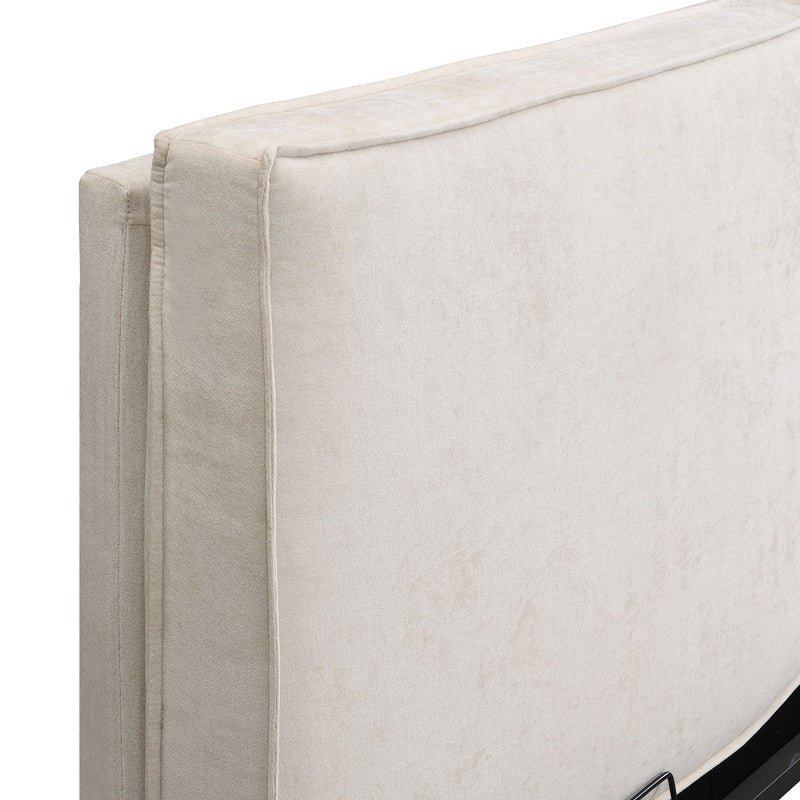 Lit Double Adulte 160x200 en Tissu Chenille Beige,Cadre de lit avec Tête de lit capitonné,Sommier à Lattes Inclus pour Chambre Parentale Sans Matelas - 8