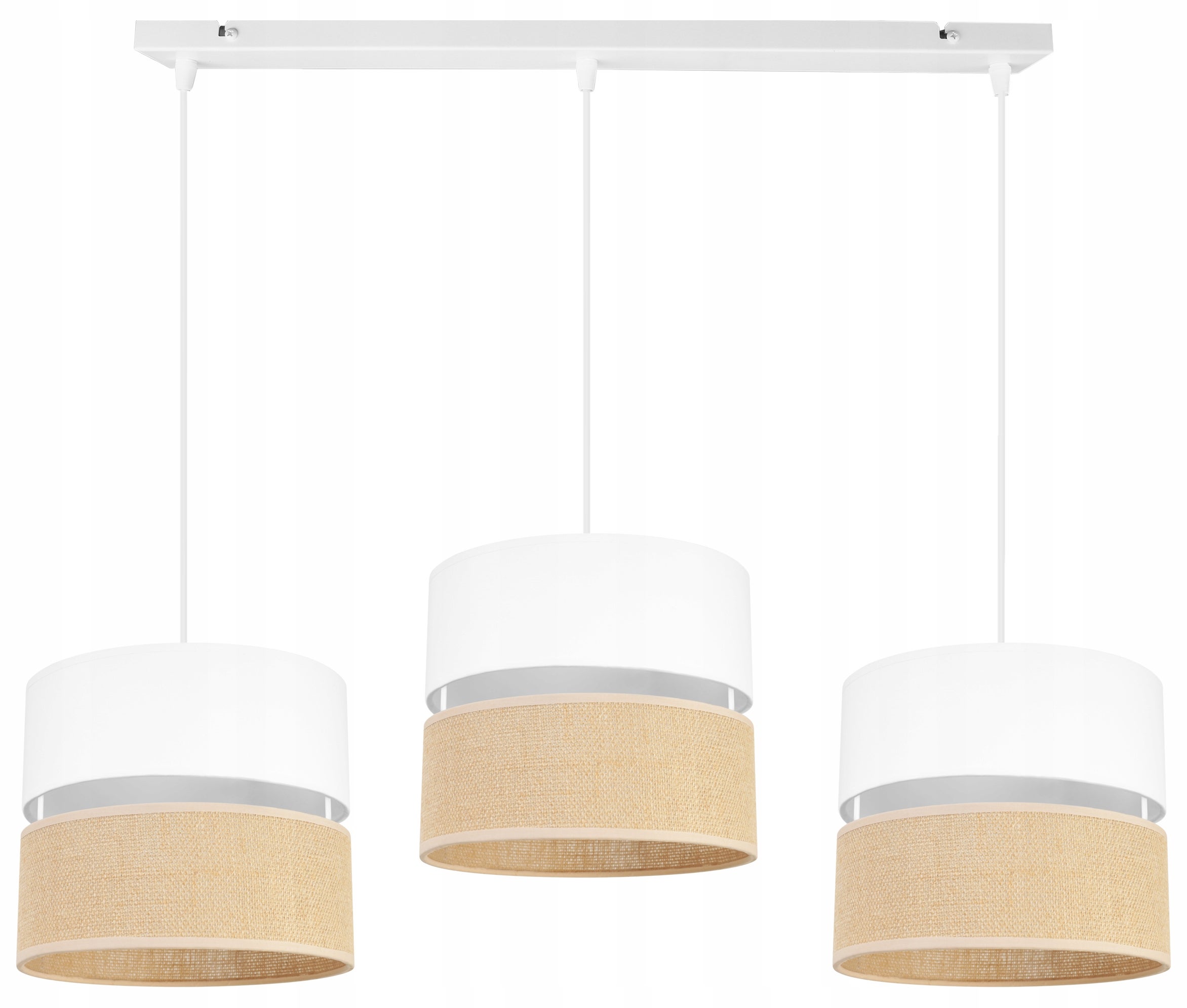 Lampa sufitowa wisząca Juta modern 3xE27 abażur walec biało/beżowy Light Home LH