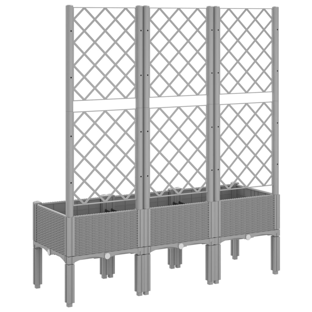Maison Exclusive - Vaso/floreira jardim c/ treliça 120x40x142 cm PP cinzento-claro - 5