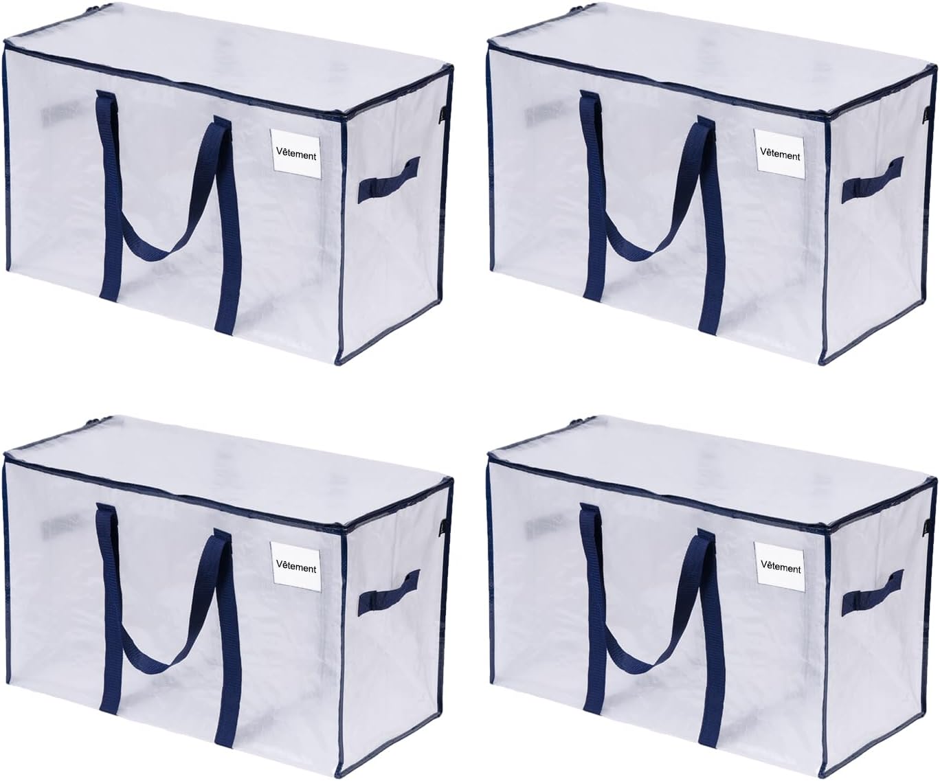 Lot De 4 Sacs De Rangement VELLUSTRA 108 L - Tissu PP Transparent - Idéal Pour Vêtements, Couettes, Déménagement