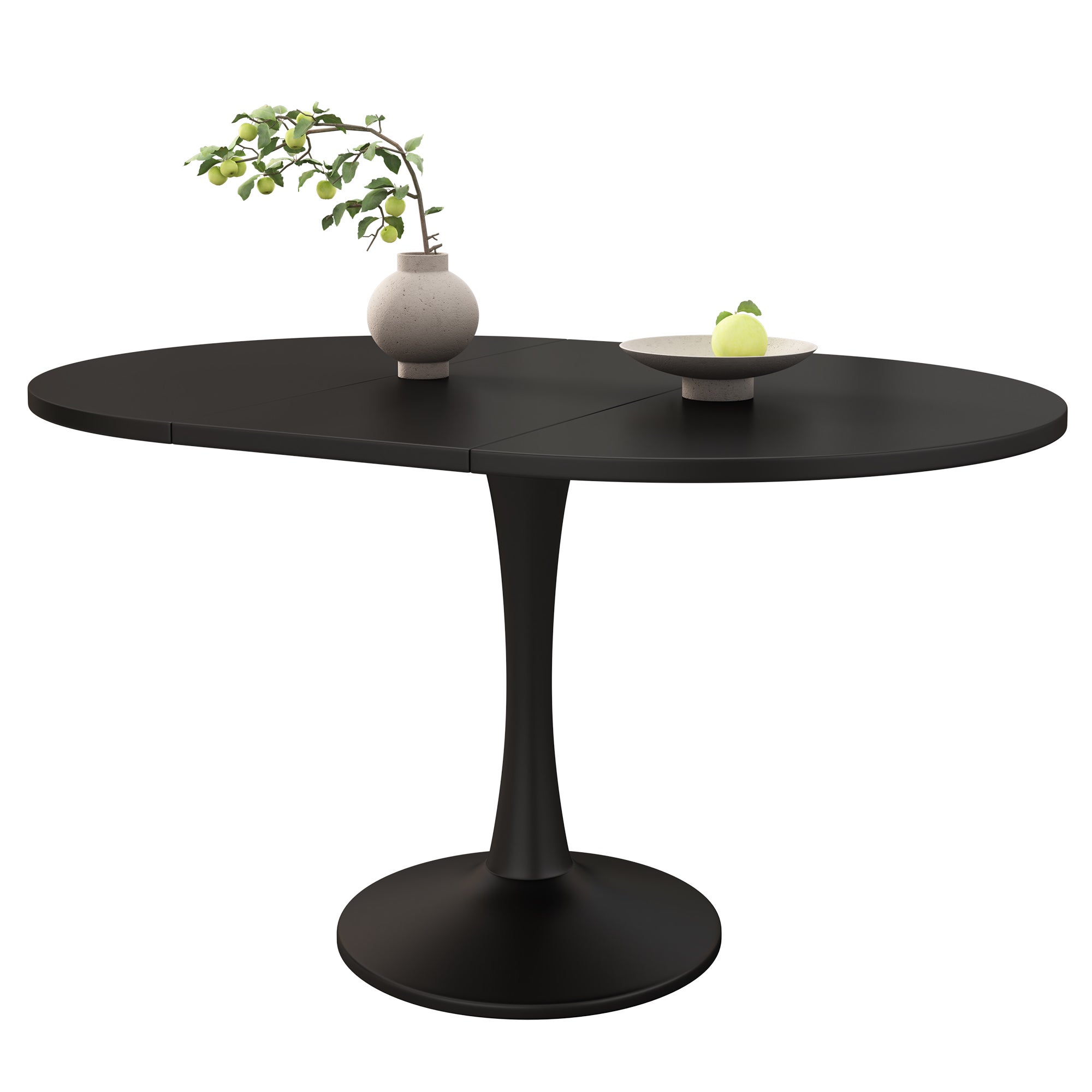 Table à manger ovale extensible 4 à 6 couverts - 100 x 140 x 75 cm - MDF - Noir - 5