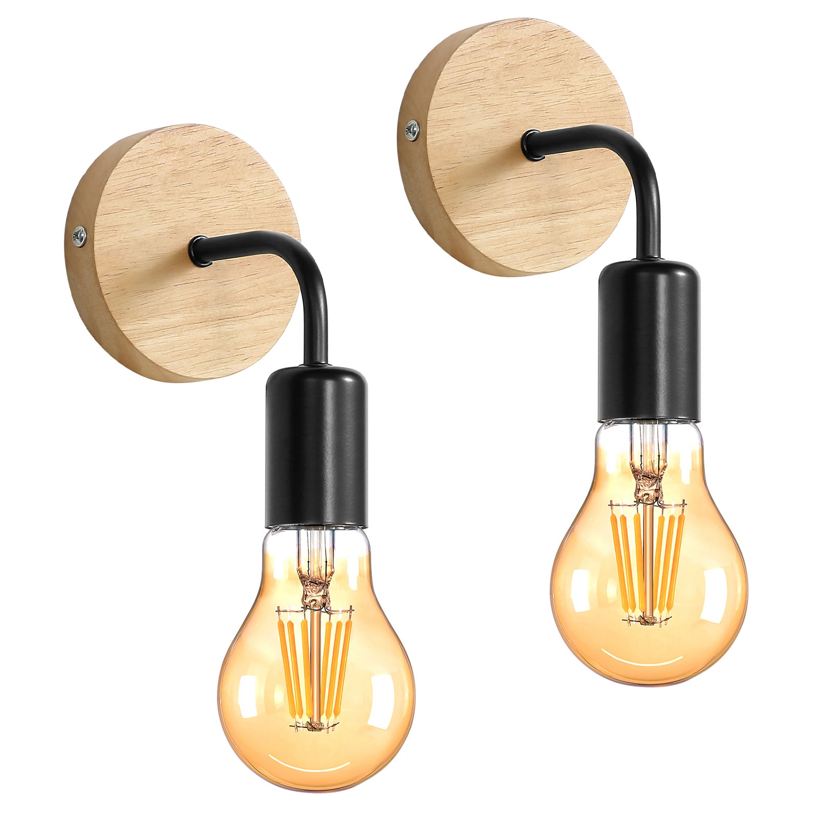 GOECO Applique Murale Interieur Industrielle 2 Pack, Lampe Murale en Bois Métal, Appliques Wall Decoration Murale Rétro pour Salon, Chambre , Le p - 6