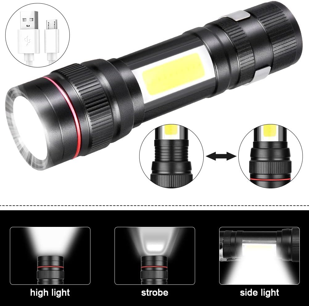Torcia LED Ricaricabile Super Luminosa 7 Modalità - Tattica Ad Alta Potenza Per Emergenze E Esterno - 4