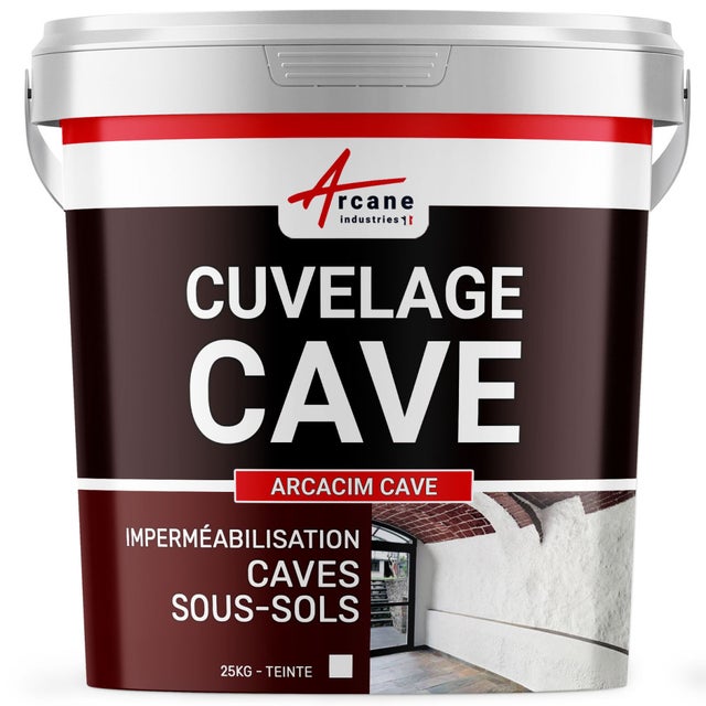 Enduit de cuvelage hydrofuge - Étanchéité cave sous-sol garage - ARCACIM CAVE - 25 kg Blanc - ARCANE INDUSTRIES