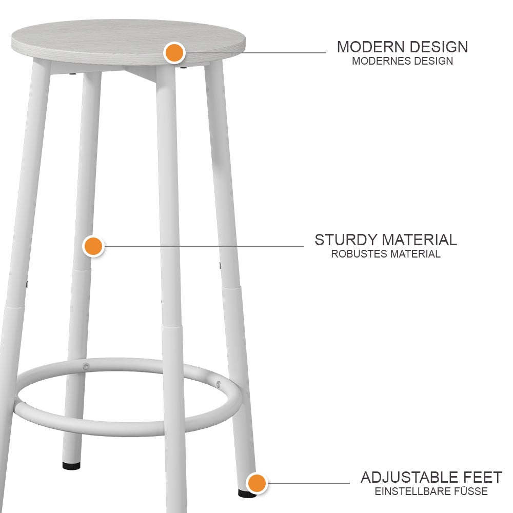 Vicco Stołek barowy zestaw 2 Edmonton, Biały, 31.5 x 64 cm 2 części - 9