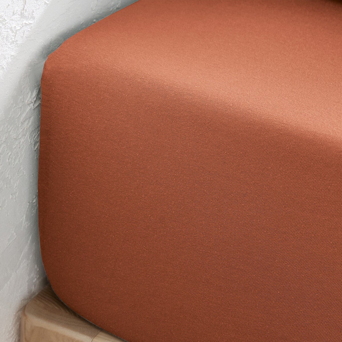 Drap housse jersey coton, bonnet 30cm, Scenario - Terre de sienne - 90 x 190 cm - 2