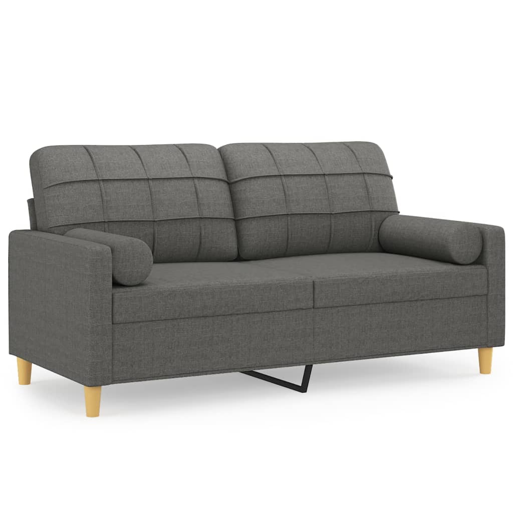 Sofá de 2 plazas | sofá de salón | sofá de descanso con cojines tela gris oscuro 140 cm cfw96909