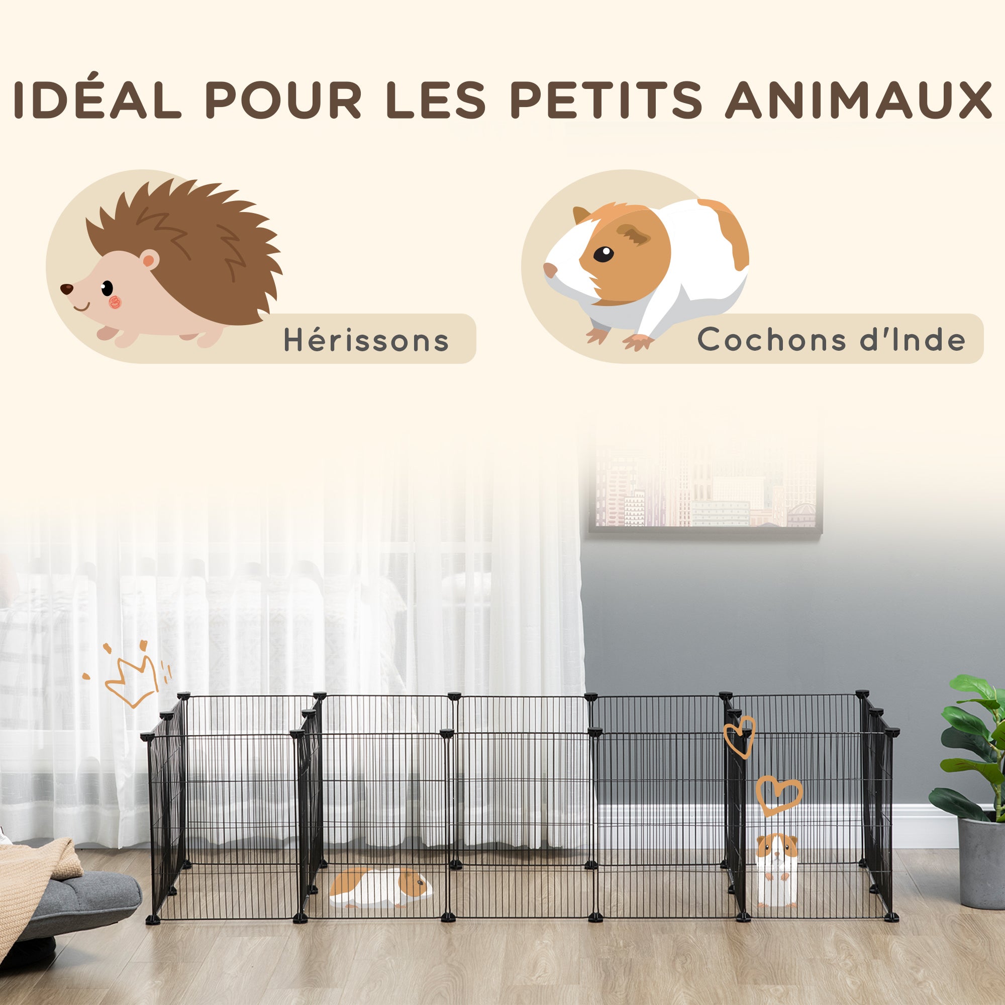 Enclos parc modulable pour petits animaux Acier PawHut - 4