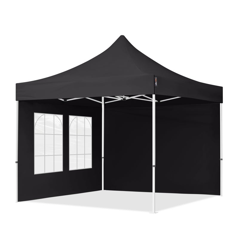 3x3 m Namiot Ekspresowy, ECONOMY Stal 30mm, ze ścianami bocznymi, okna kwadratowe, czarny