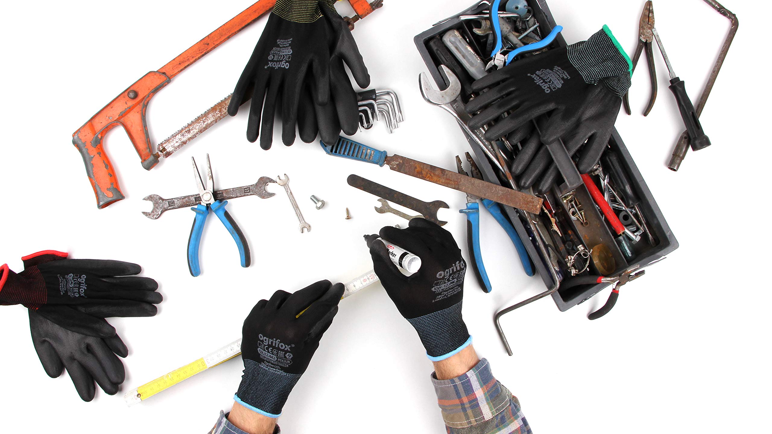 FUZZIO 12 paia di guanti da lavoro Ogrifox PU (XL-10, nero) - 4