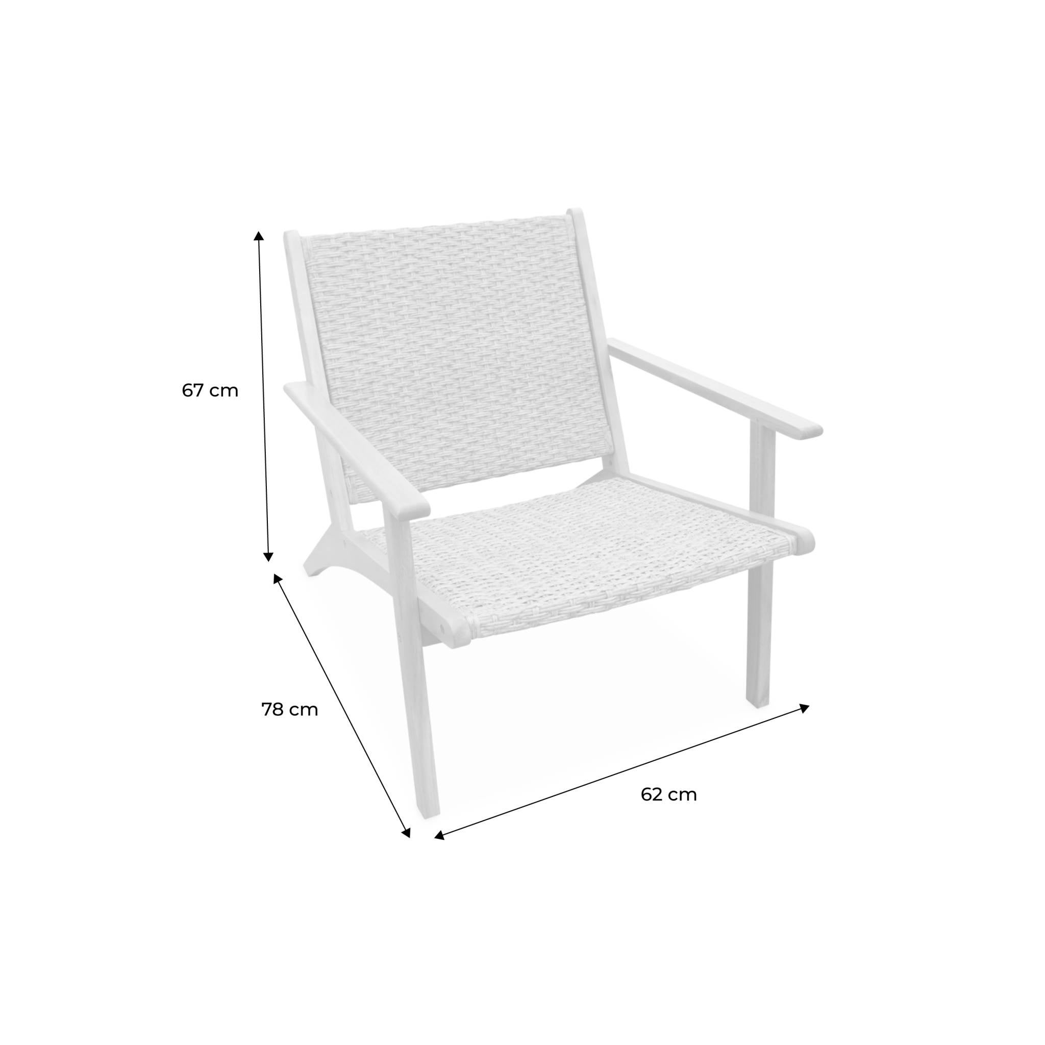 Lot de 2 fauteuils relax en bois et en résine effet paillage BELIZE 62 x 78 x 67 cm BELIZE X2 - 4