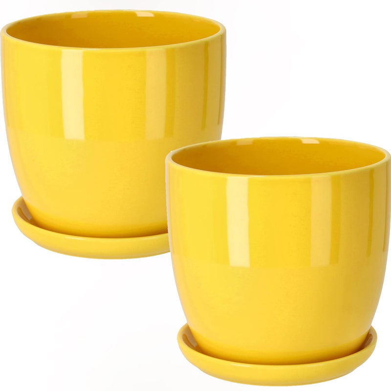 2x doniczka 120 donica osłonka ceramiczna szkliwiona z podstawką na kwiaty - KOTARBAU