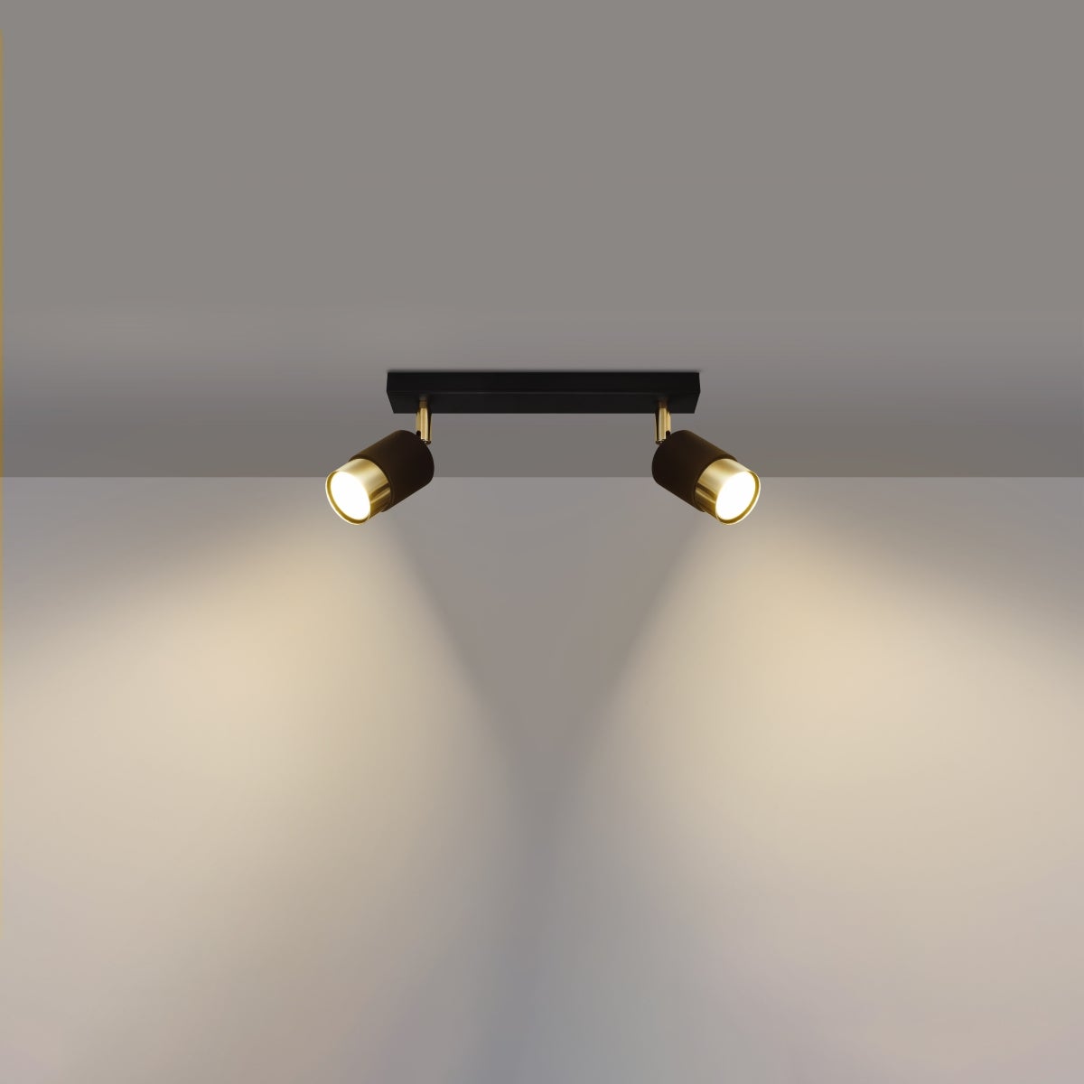 Plafon ALVOR 2 czarny/złoty LED 3000K - 30x5x18cm Sollux