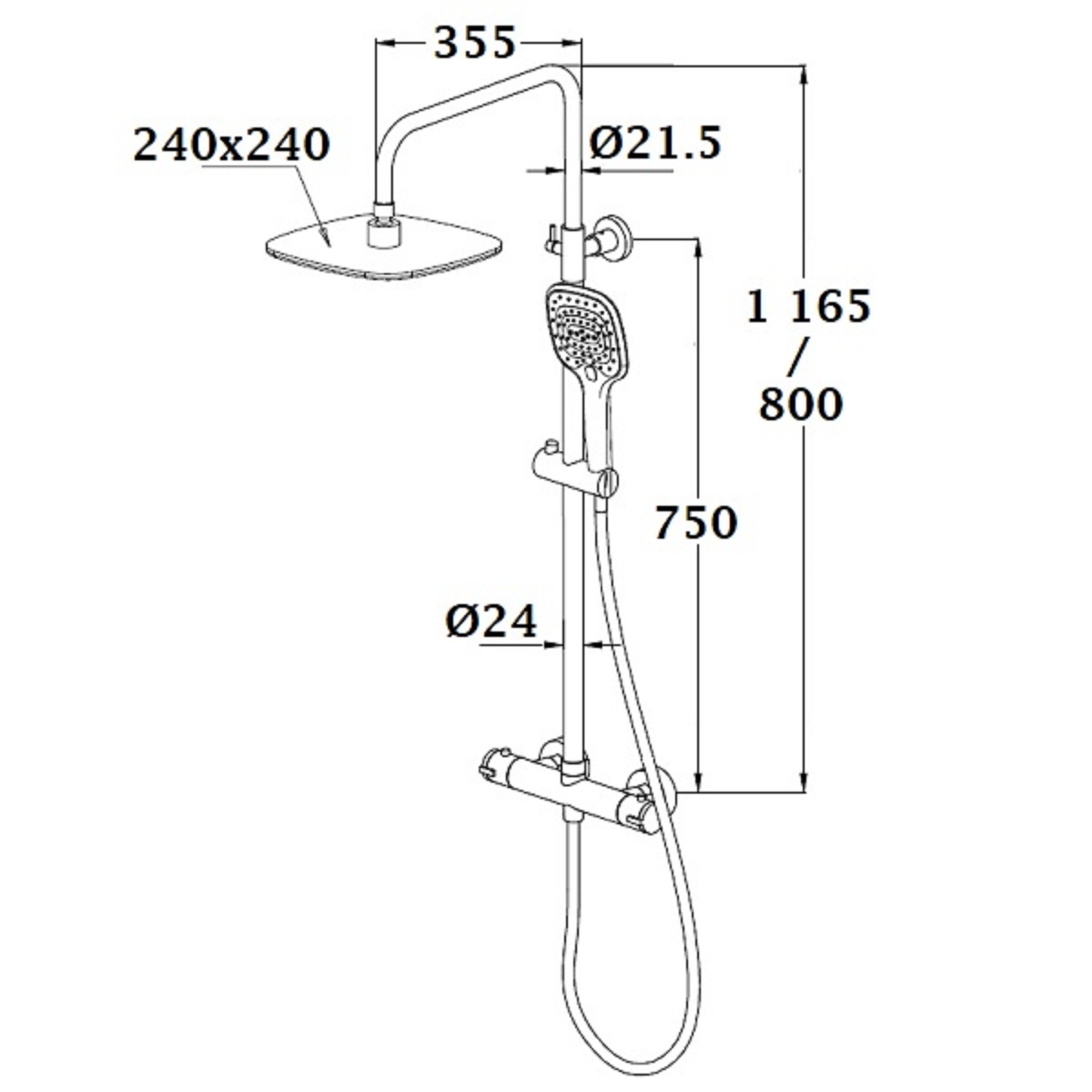 Colonne de Douche Noire avec Mitigeur Thermostatique BERENS by Eurosanit - 4